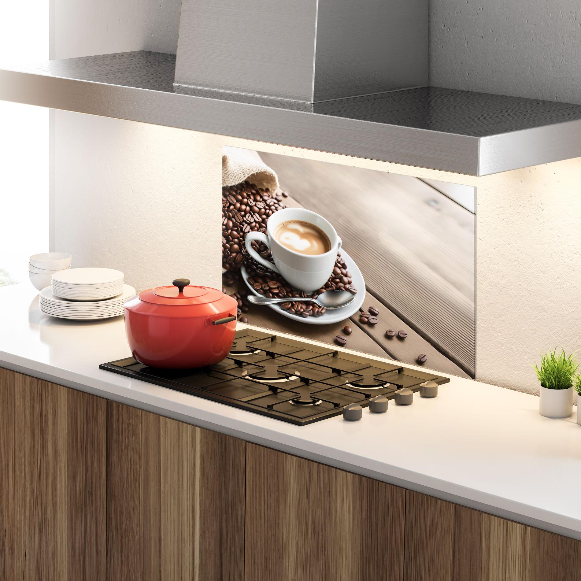 Panel Szklany do Kuchni Coffee On Table mockup 4