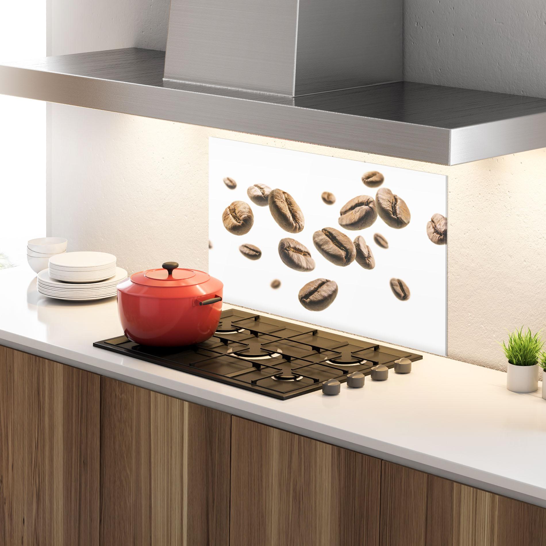 Panel Szklany do Kuchni Floating Coffee Beans mockup 4