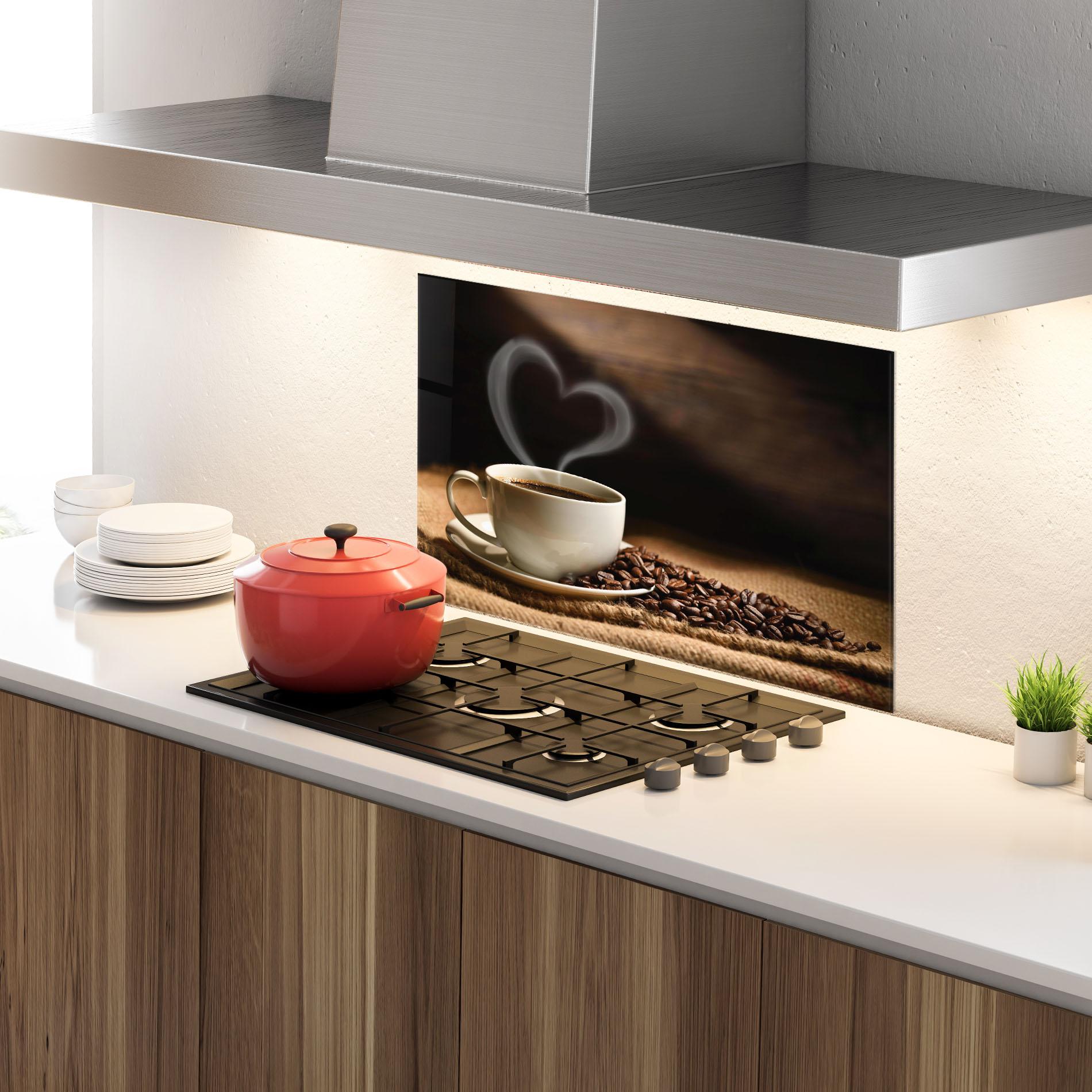 Panel Szklany do Kuchni Heart Coffee Smoke mockup 4