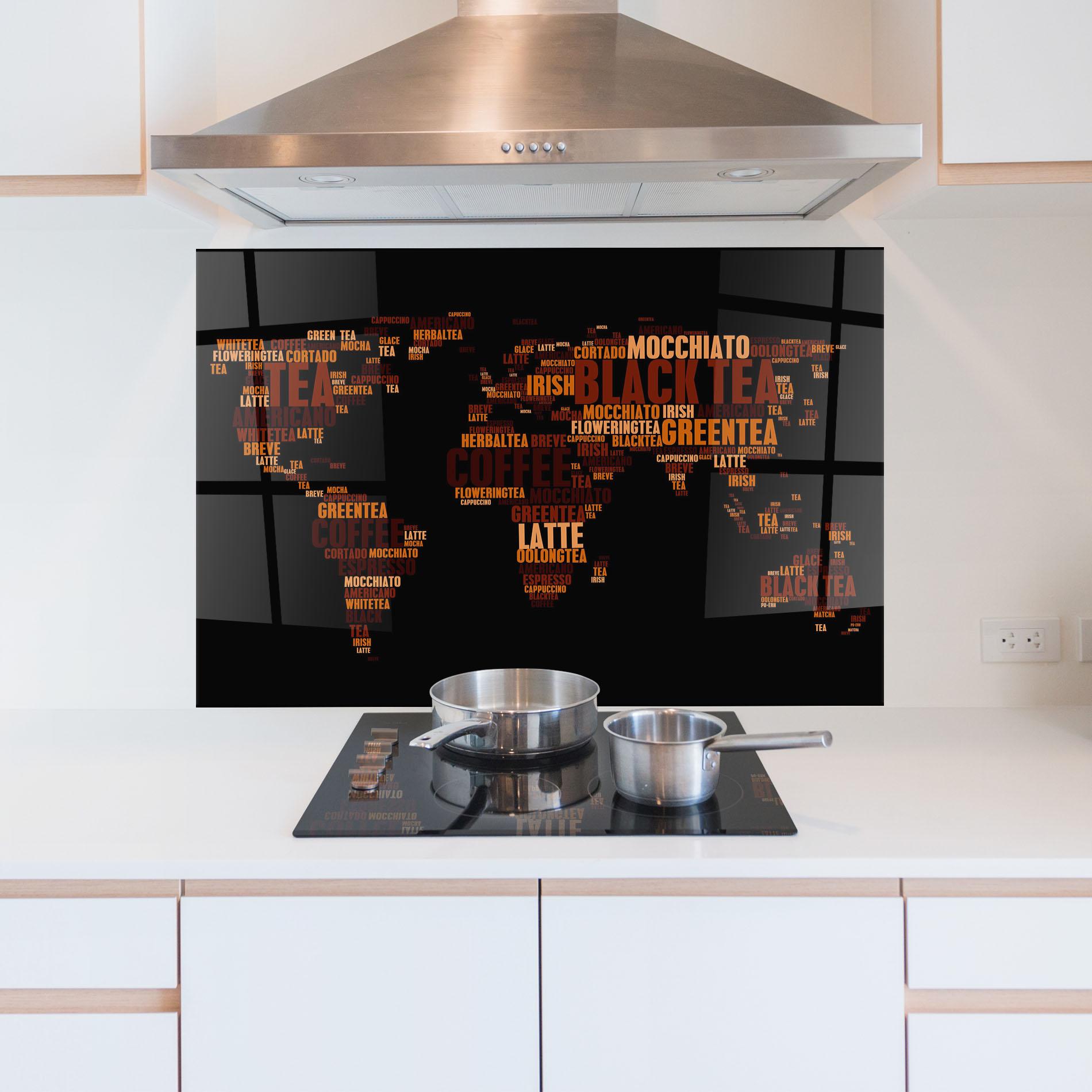 Panel Szklany do Kuchni Coffee Black Map mockup 5