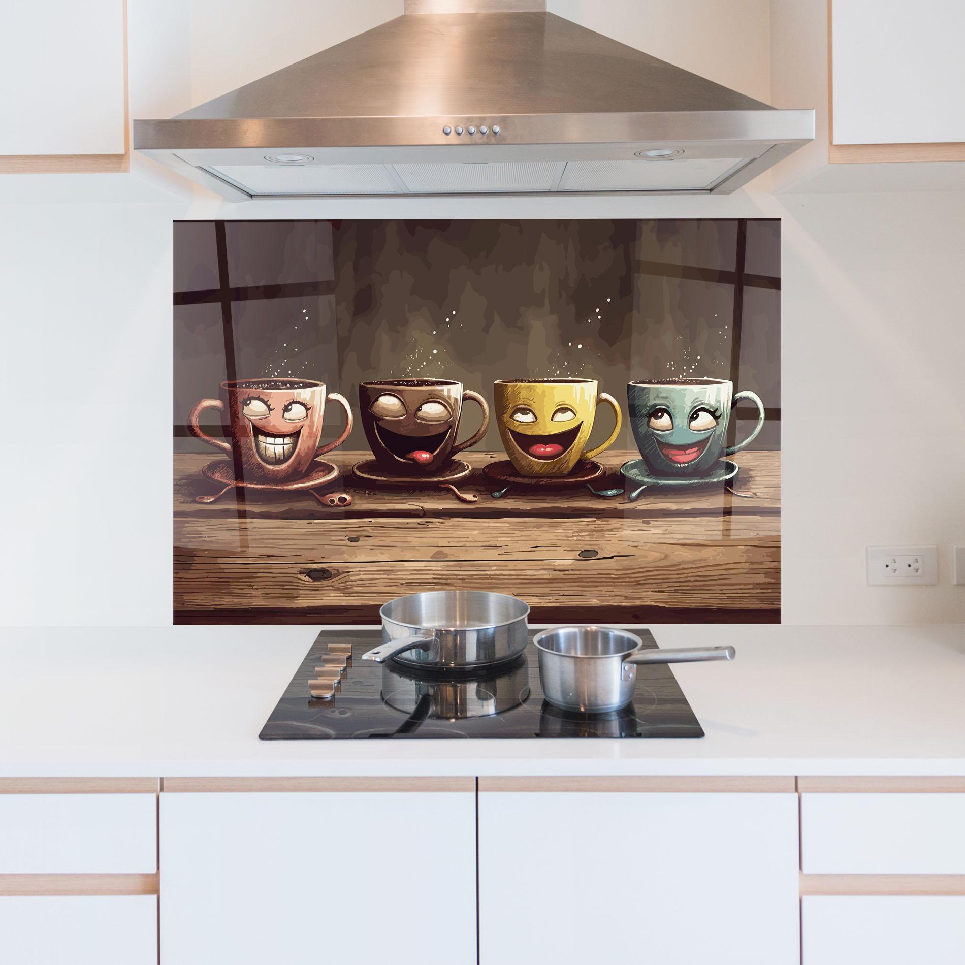 Panel Szklany do Kuchni Coffee Faces mockup 5