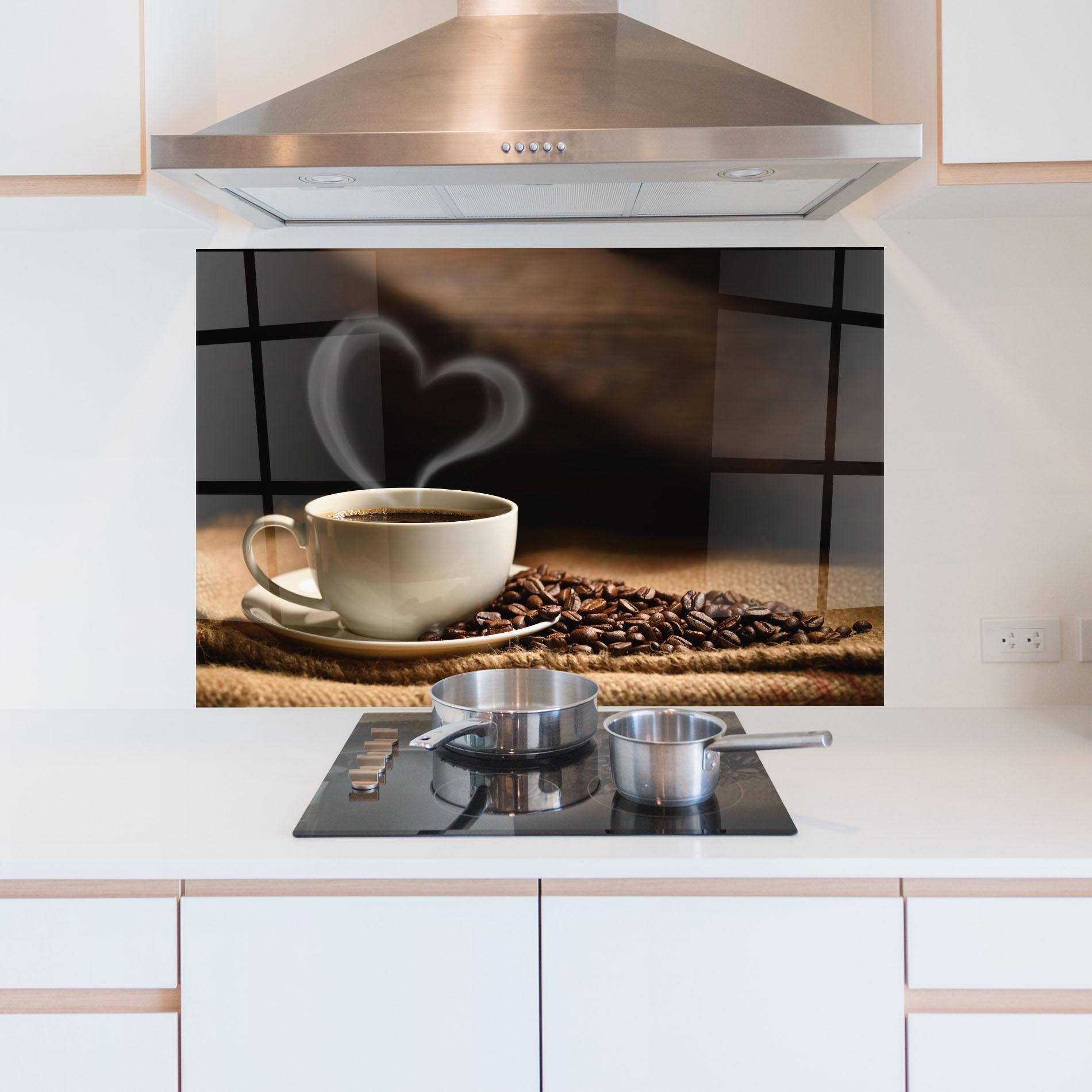 Panel Szklany do Kuchni Heart Coffee Smoke mockup 5