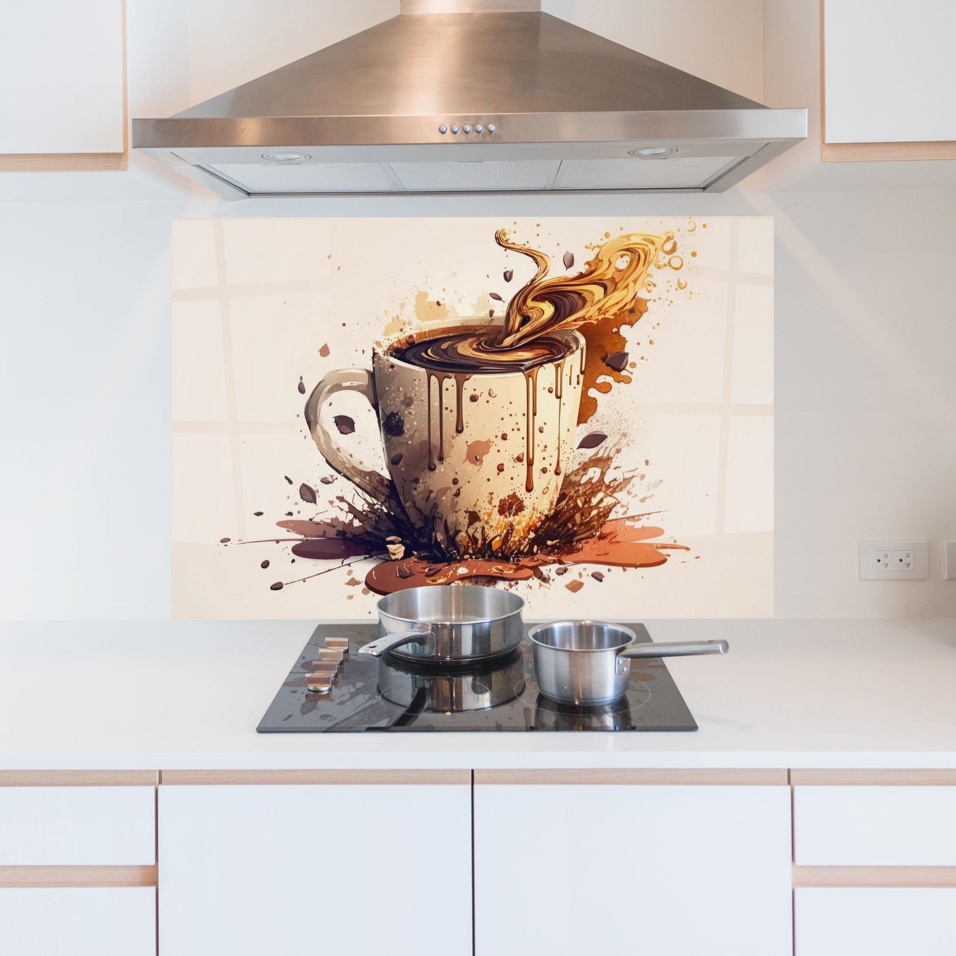 Panel Szklany do Kuchni Watercolor Cappuccino mockup 5