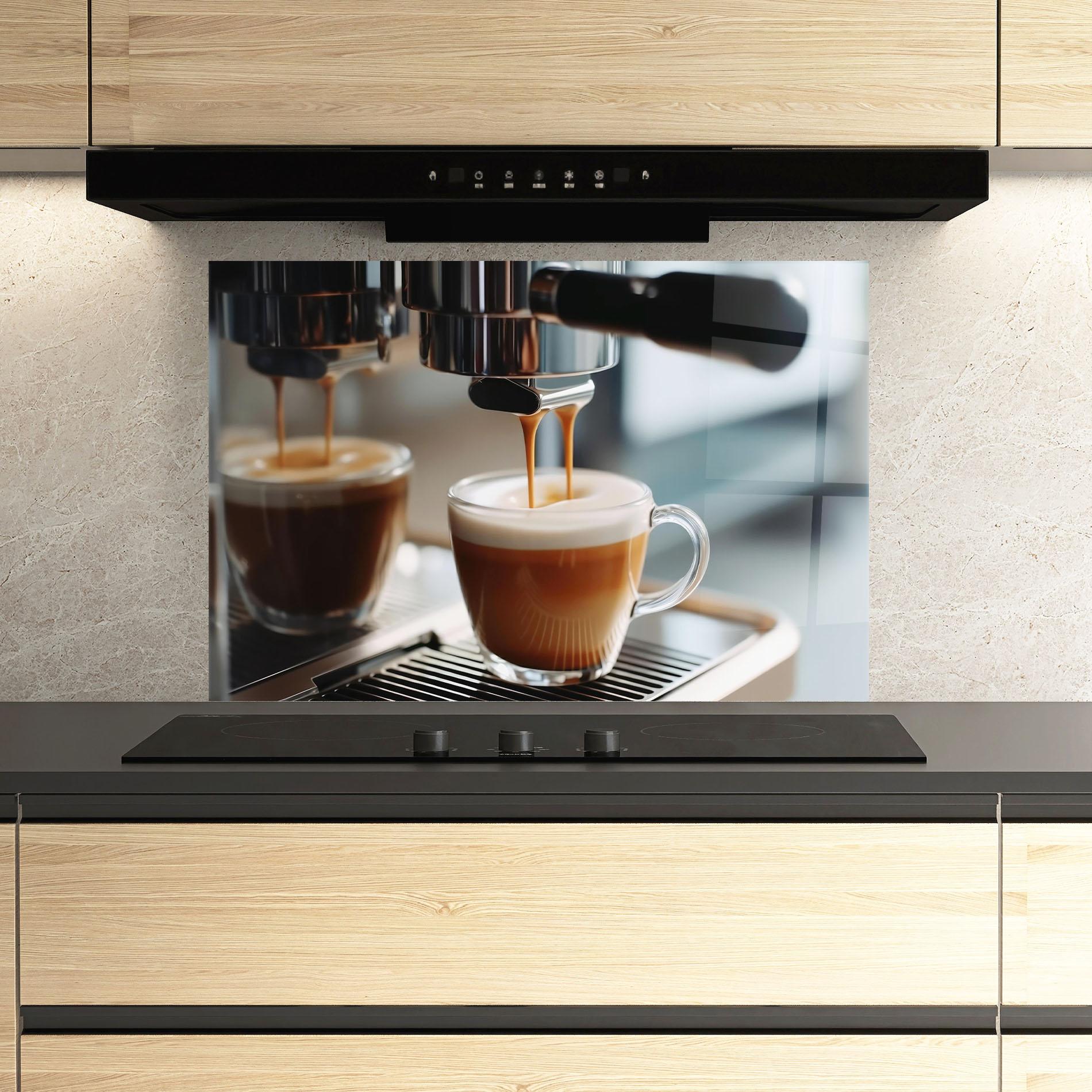 Panel Szklany do Kuchni Close Up Coffee Machine mockup 3