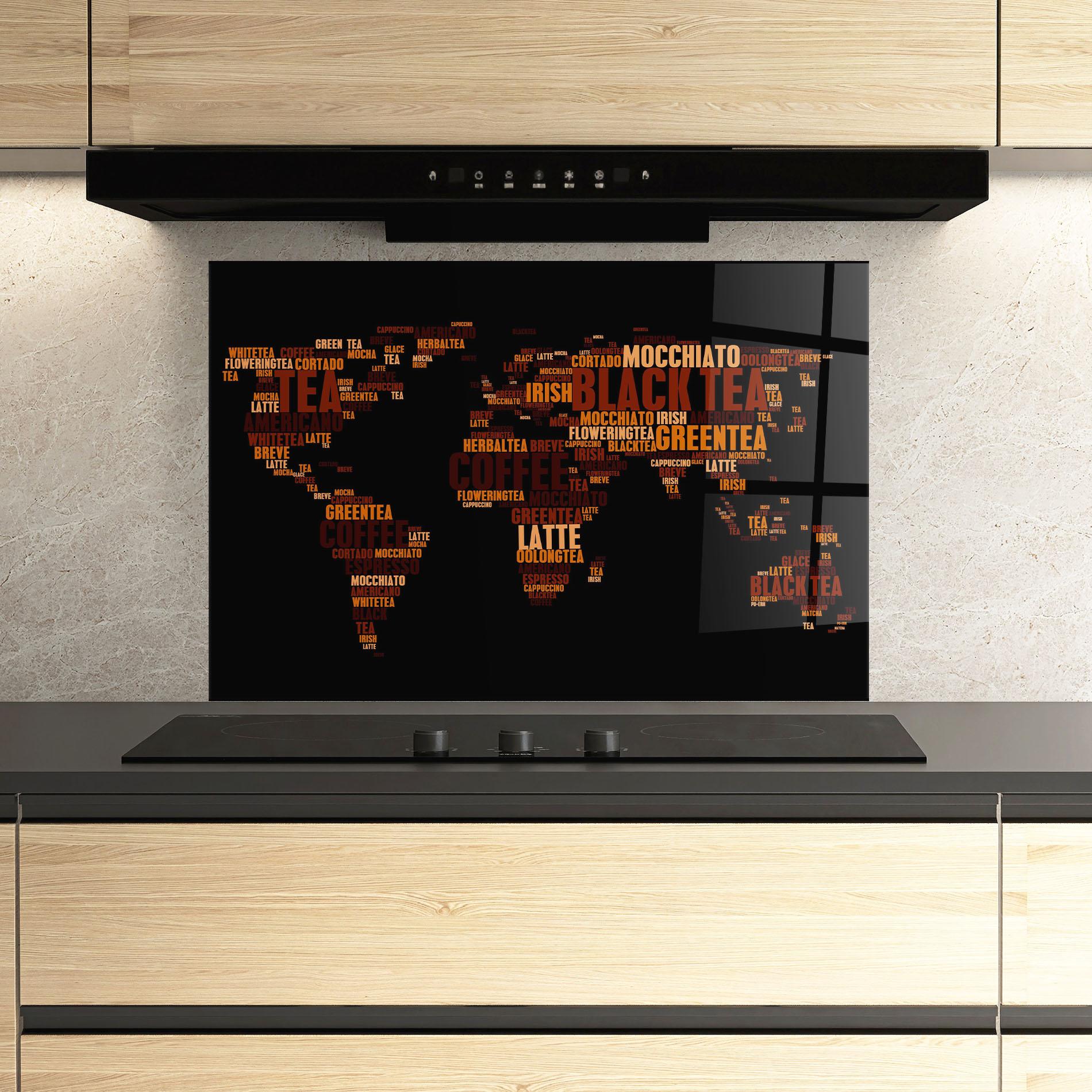 Panel Szklany do Kuchni Coffee Black Map mockup 3