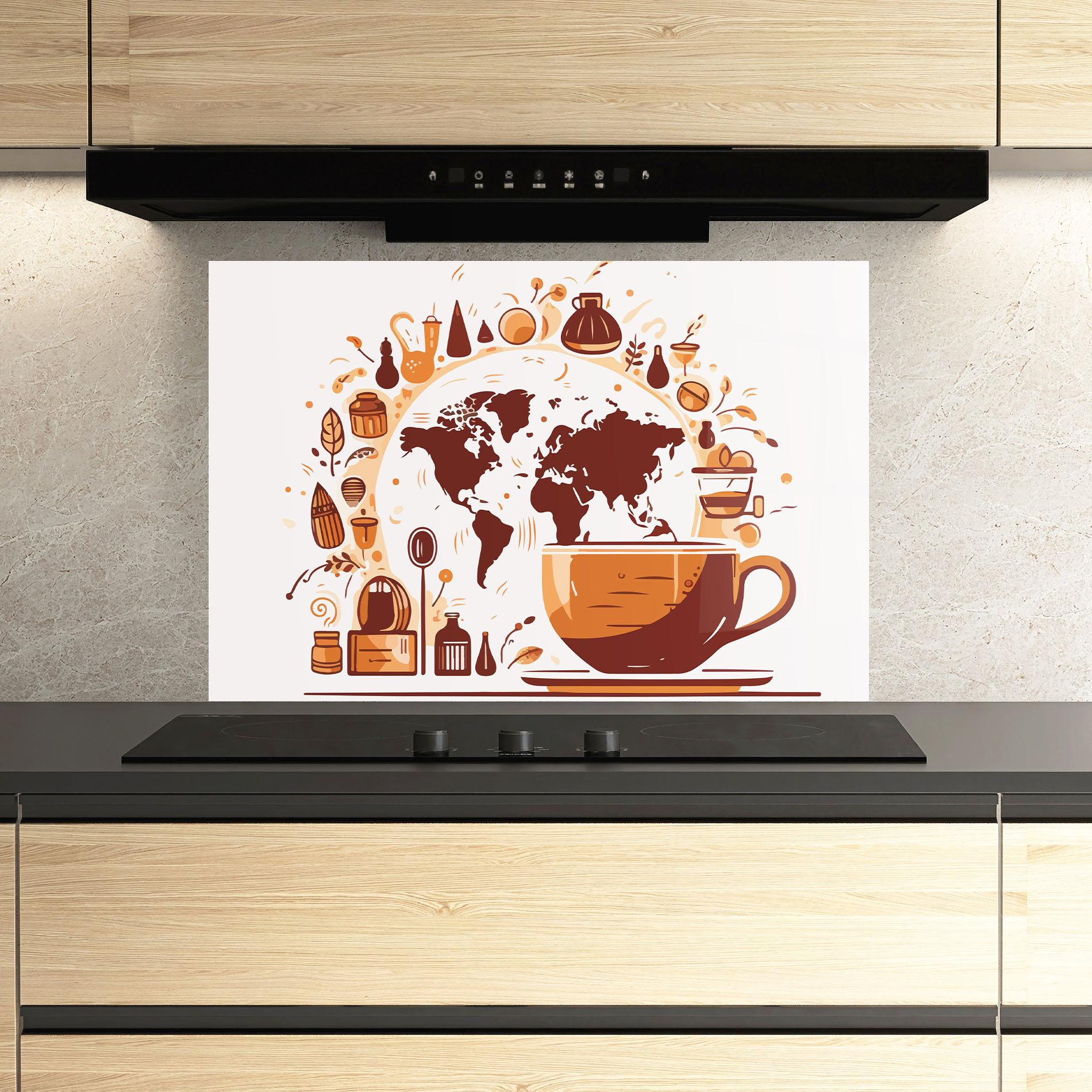 Panel Szklany do Kuchni Coffee Map mockup 3