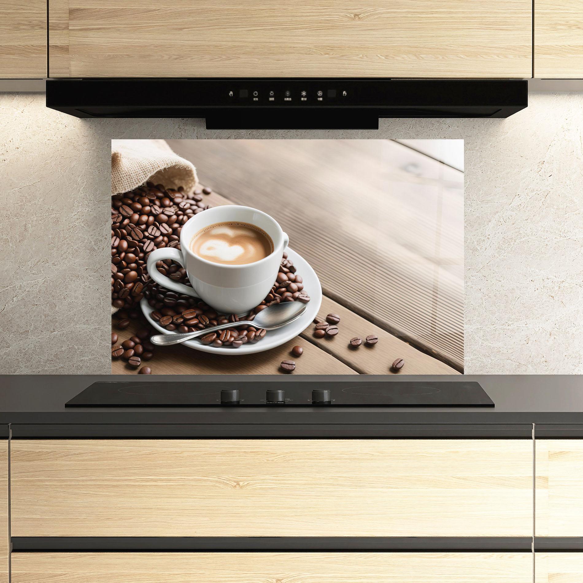 Panel Szklany do Kuchni Coffee On Table mockup 3