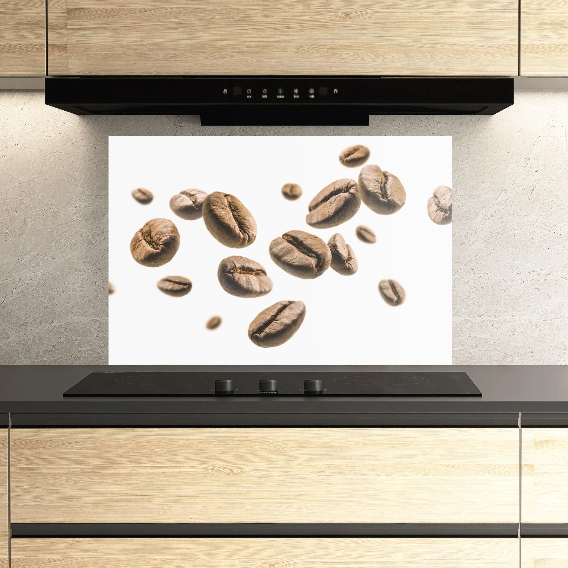 Panel Szklany do Kuchni Floating Coffee Beans mockup 3