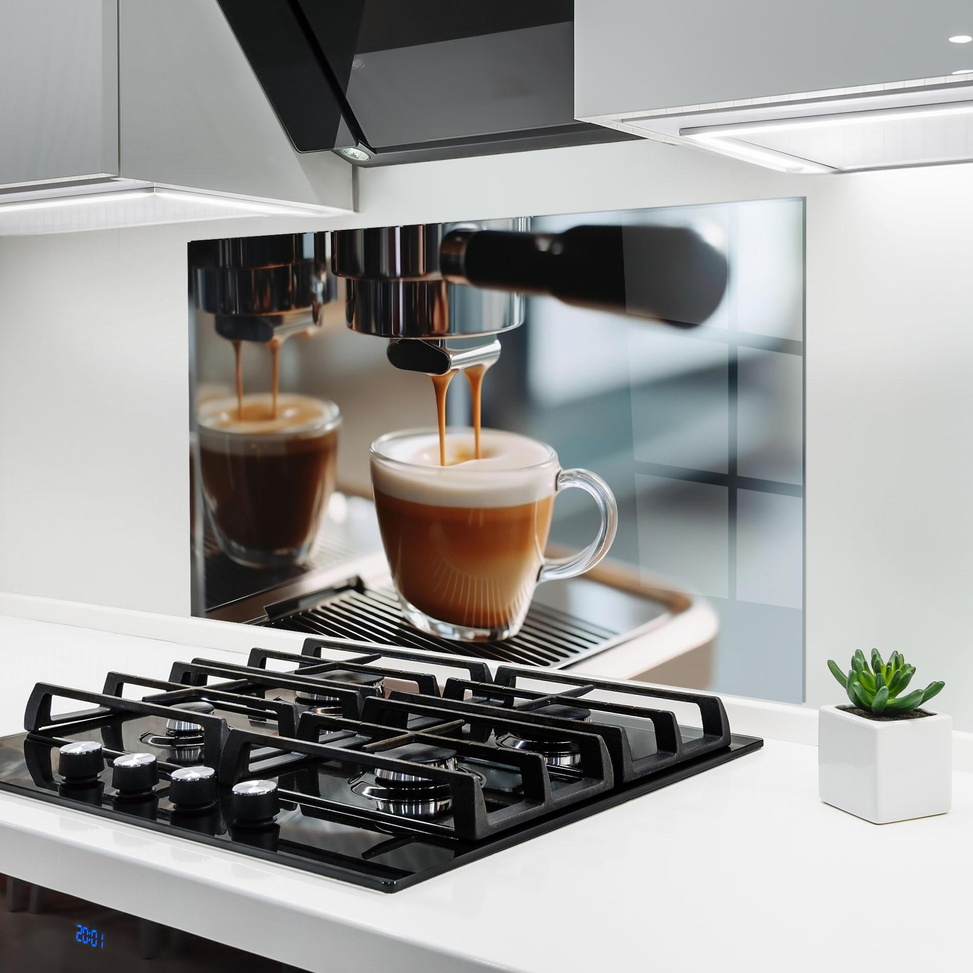 Panel Szklany do Kuchni Close Up Coffee Machine mockup 6