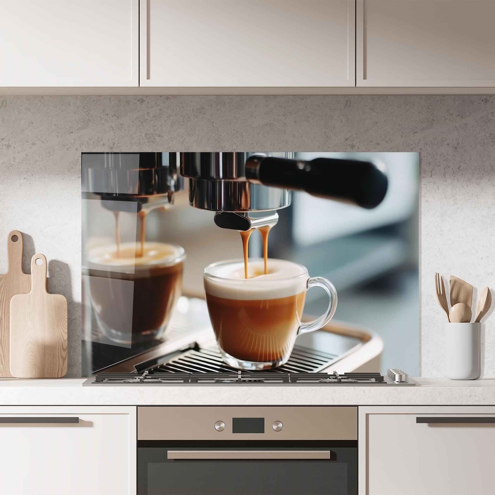 Panel Szklany do Kuchni Close Up Coffee Machine mockup 7