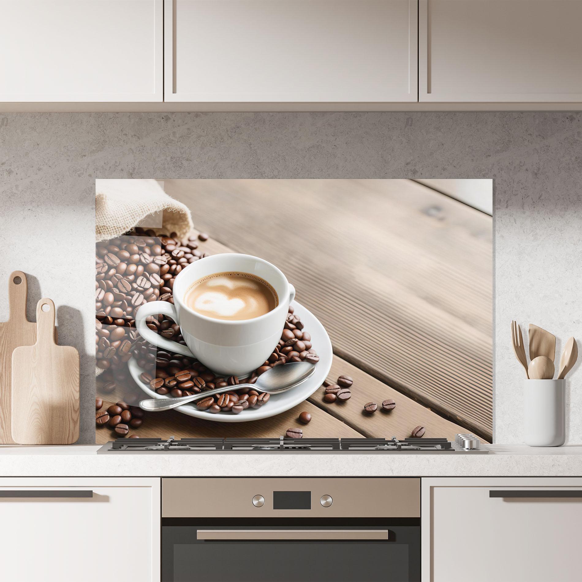 Panel Szklany do Kuchni Coffee On Table mockup 7