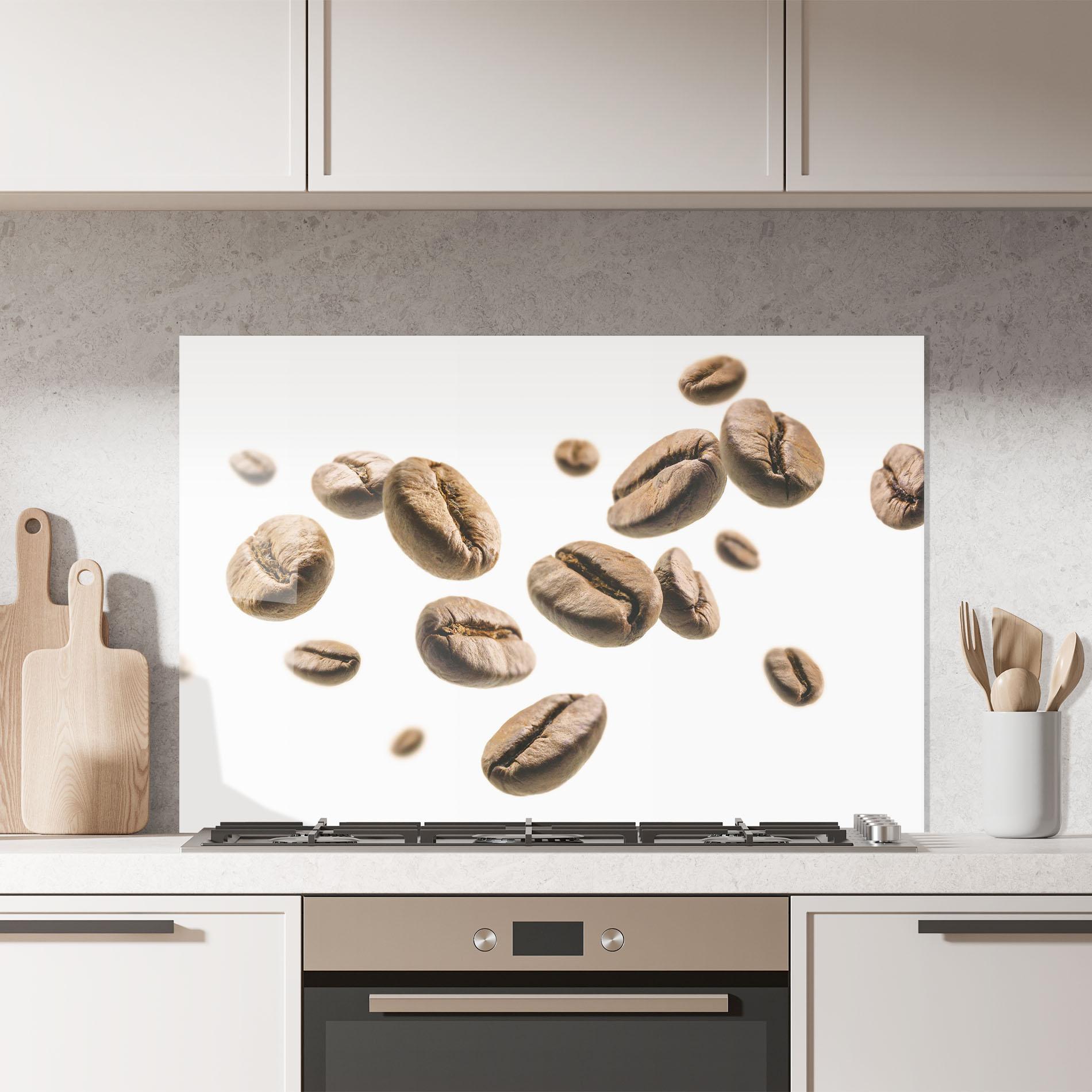 Panel Szklany do Kuchni Floating Coffee Beans mockup 7