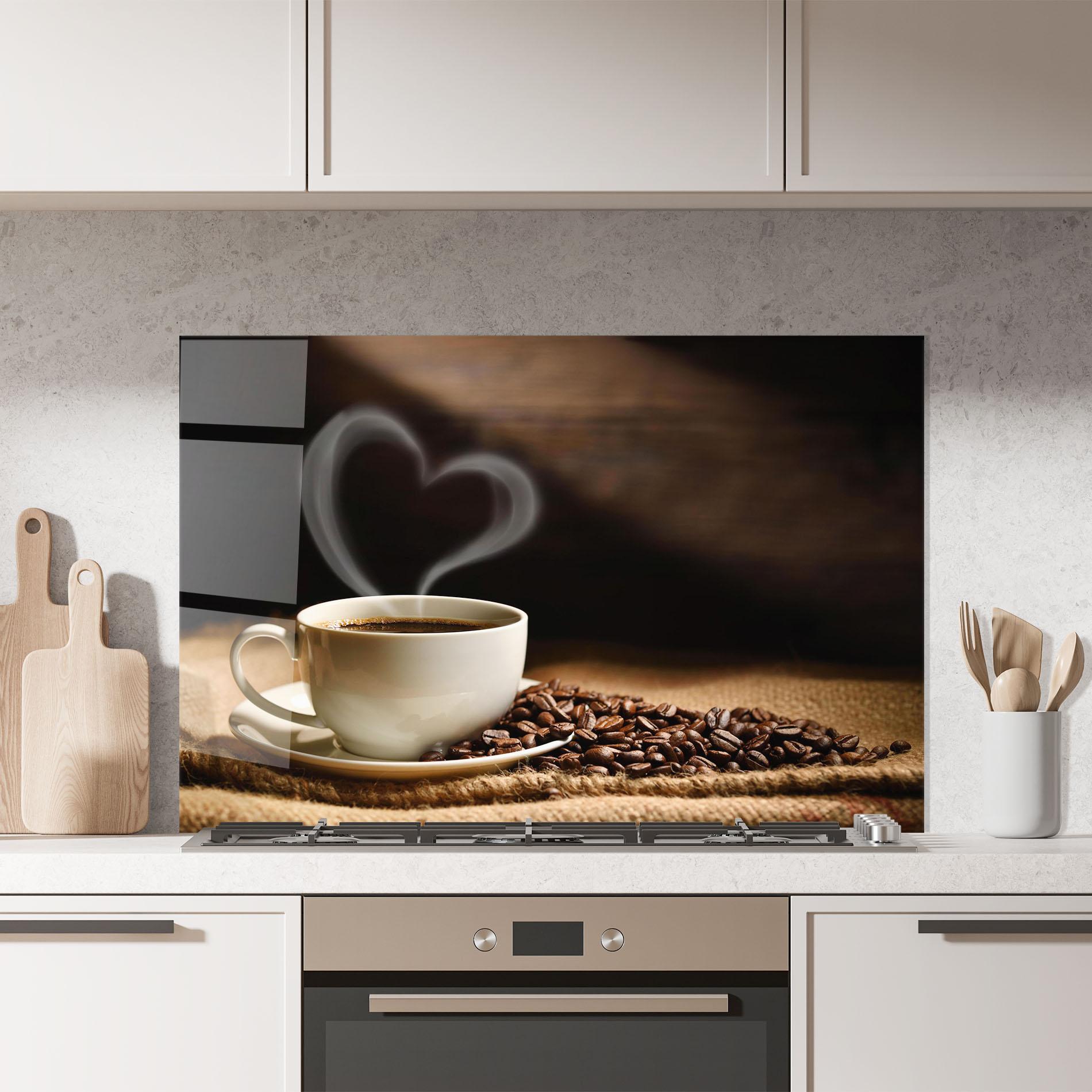 Panel Szklany do Kuchni Heart Coffee Smoke mockup 7