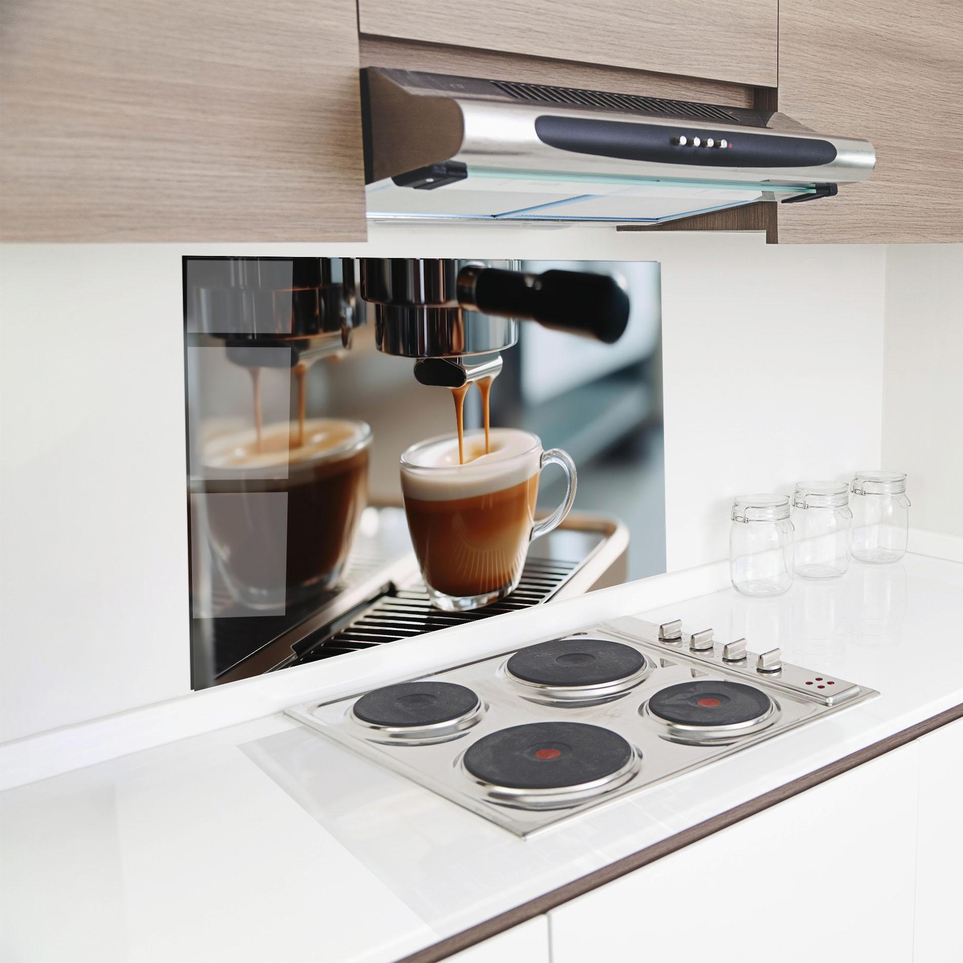Panel Szklany do Kuchni Close Up Coffee Machine mockup 8