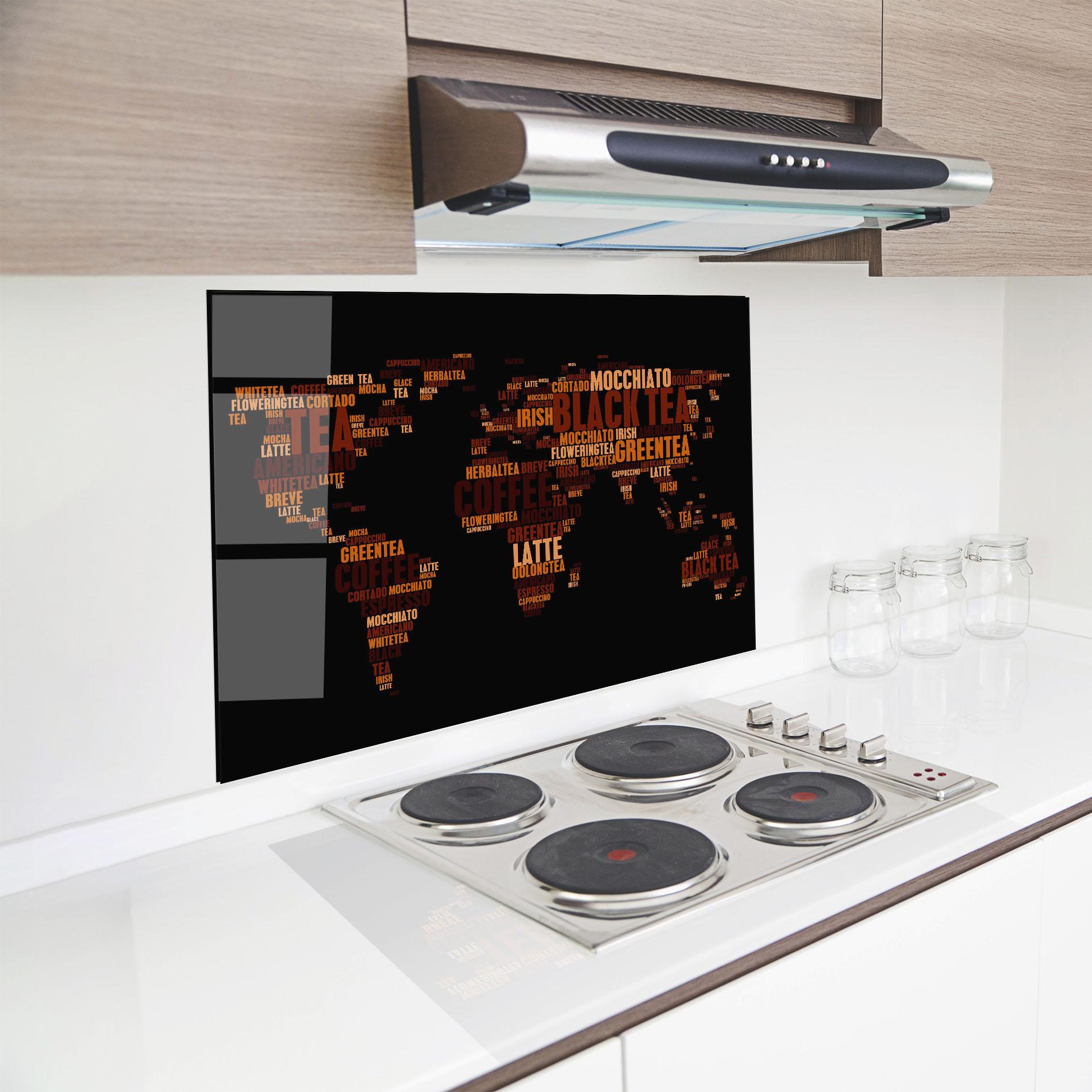 Panel Szklany do Kuchni Coffee Black Map mockup 8