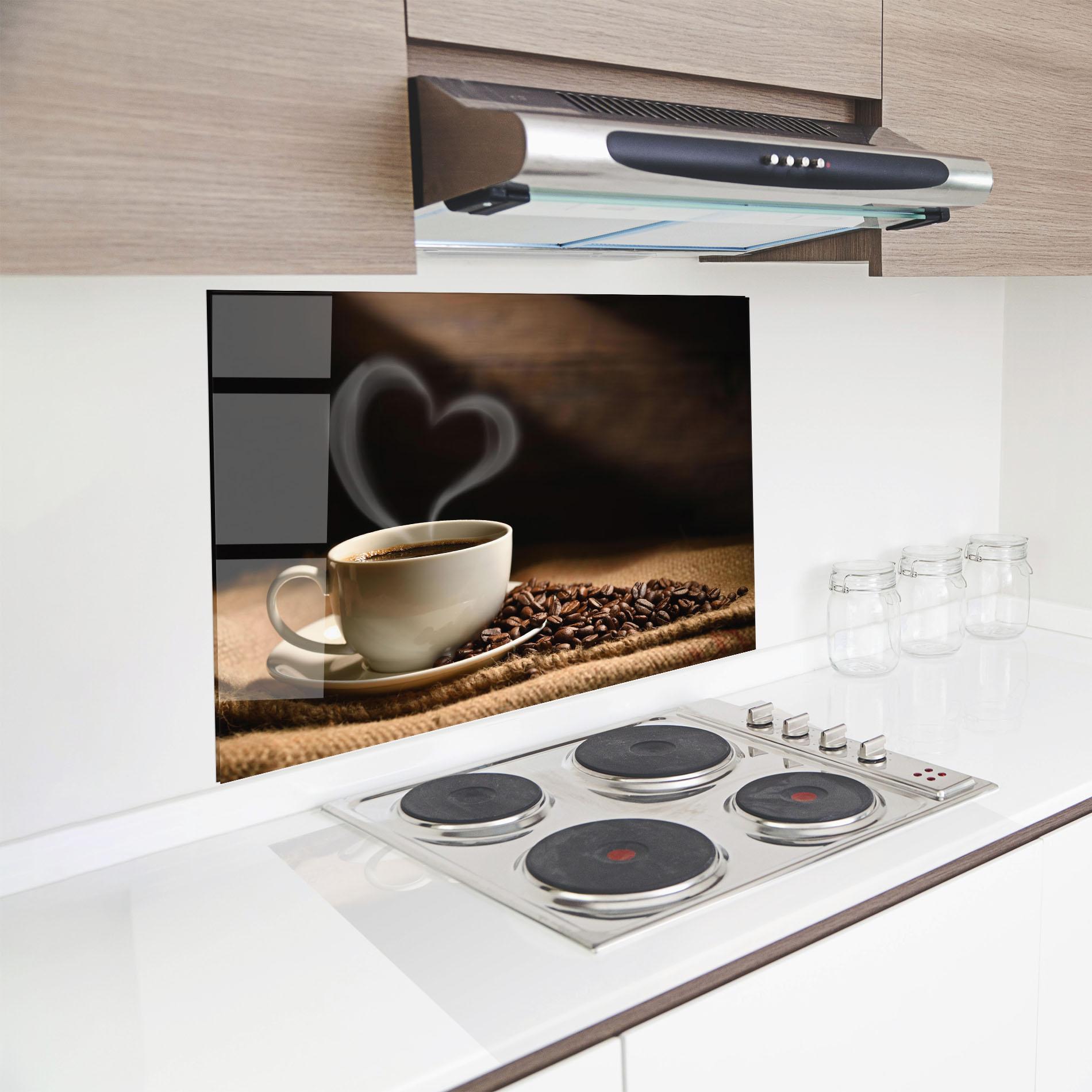 Panel Szklany do Kuchni Heart Coffee Smoke mockup 8