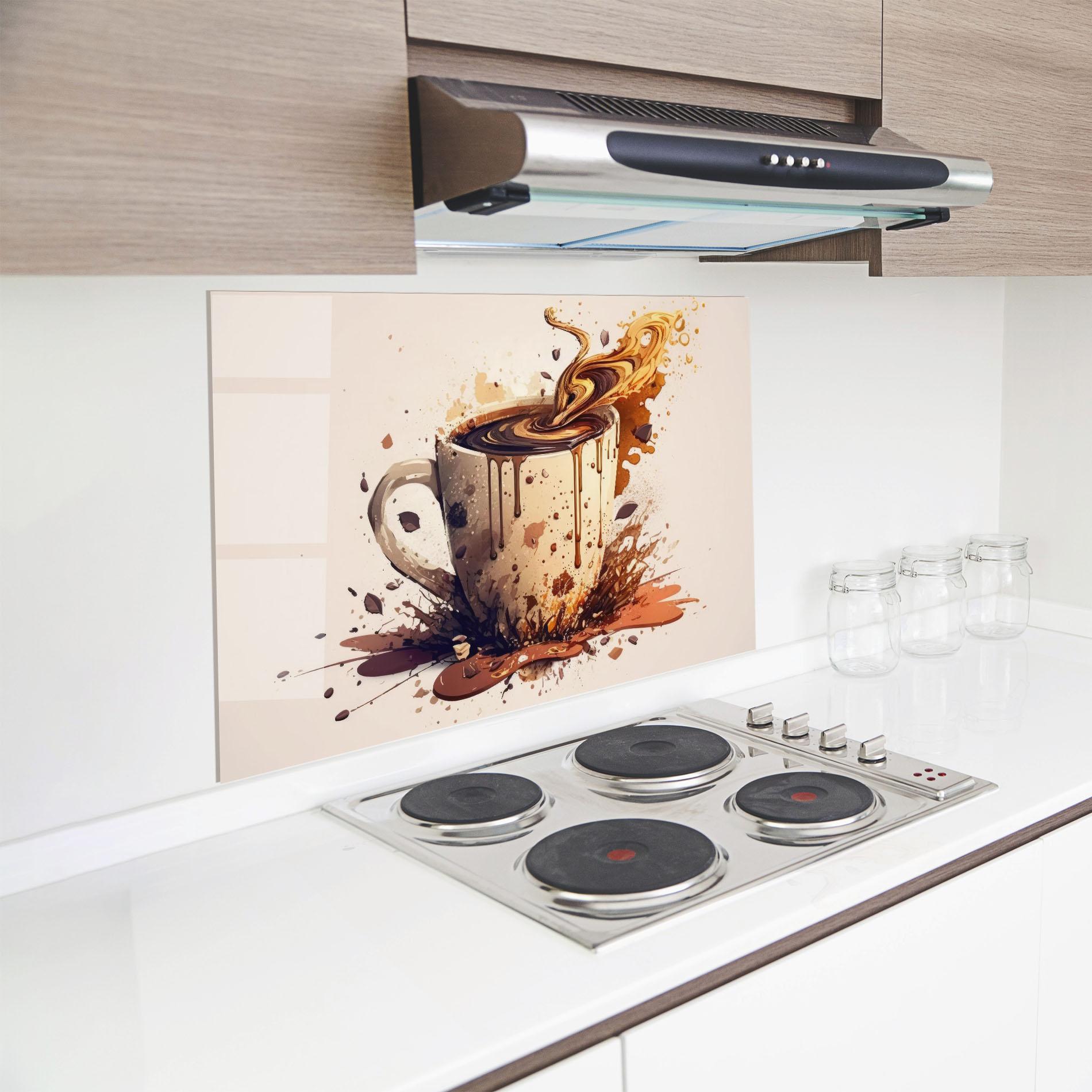 Panel Szklany do Kuchni Watercolor Cappuccino mockup 8