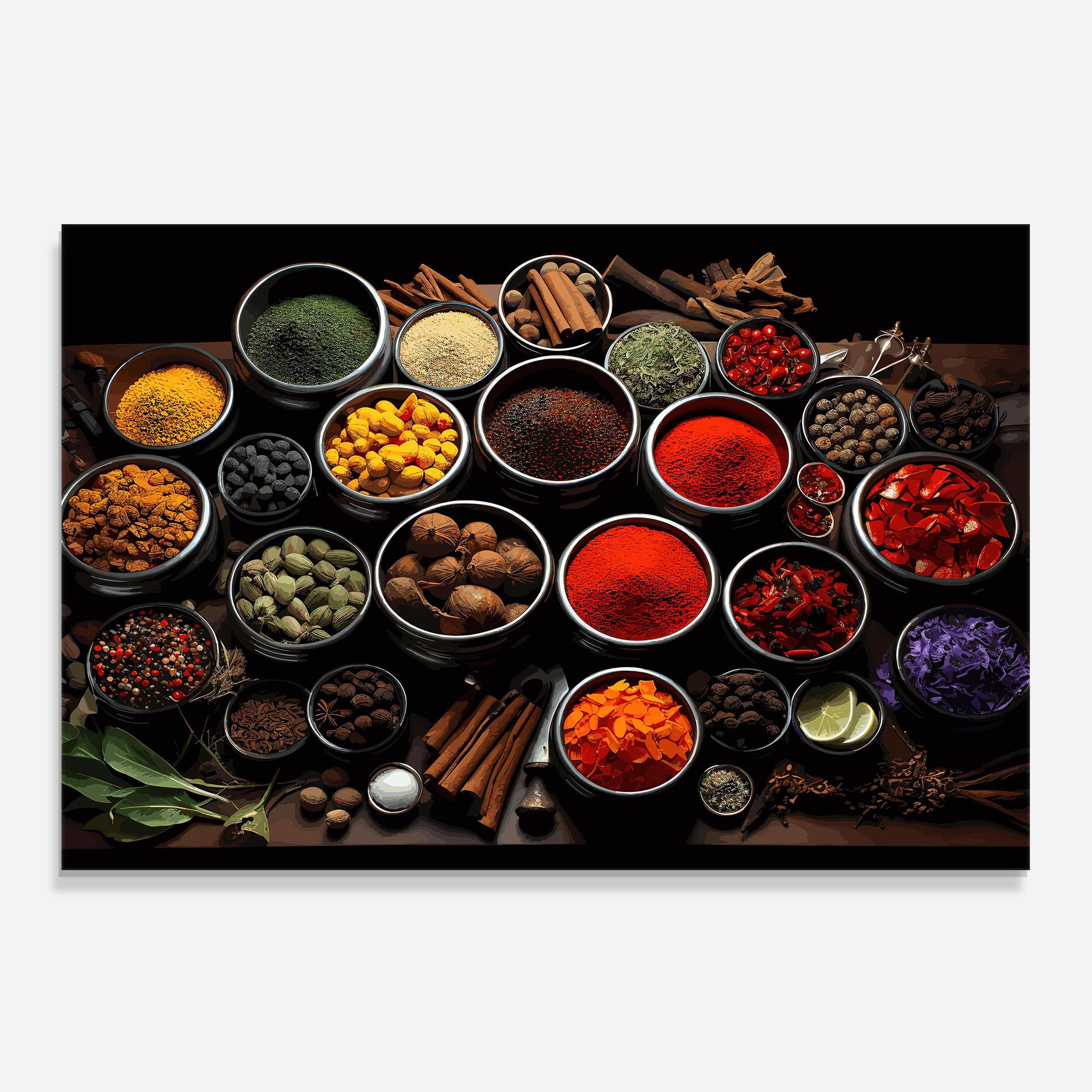 Panel Szklany do Kuchni Colorful Herbs Art mockup 0