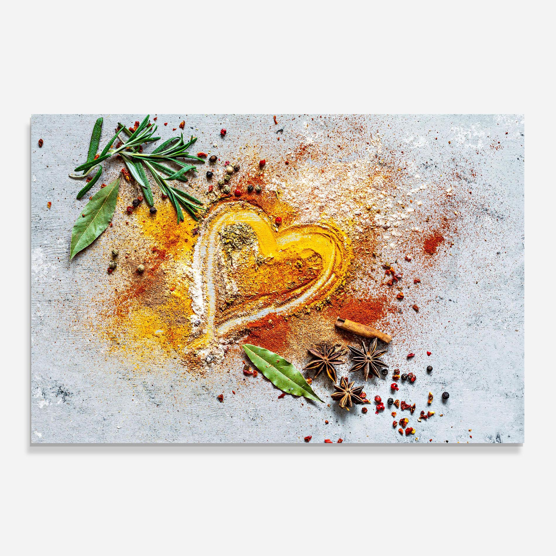 Panel Szklany do Kuchni Heart Spice Powders mockup 0