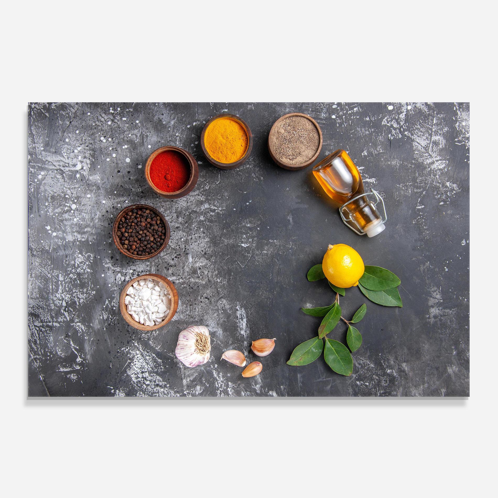 Panel Szklany do Kuchni Seasonings With Oil mockup 0