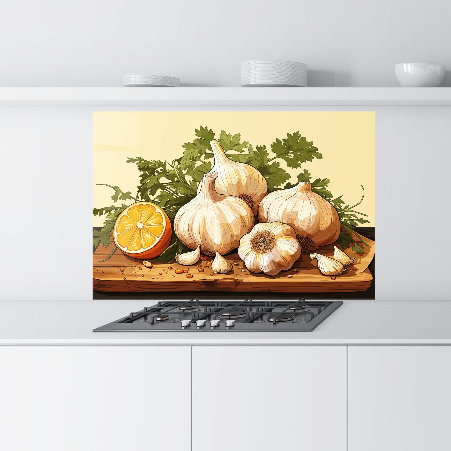 Panel Szklany do Kuchni Garlic Lemon mockup 9