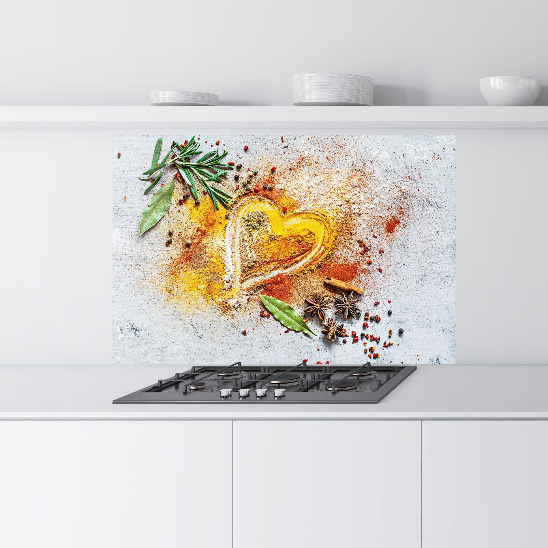 Panel Szklany do Kuchni Heart Spice Powders mockup 9