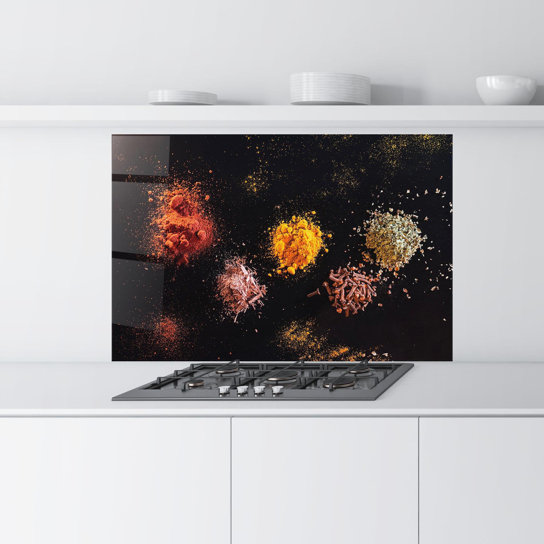 Panel Szklany do Kuchni Powder On Black mockup 9