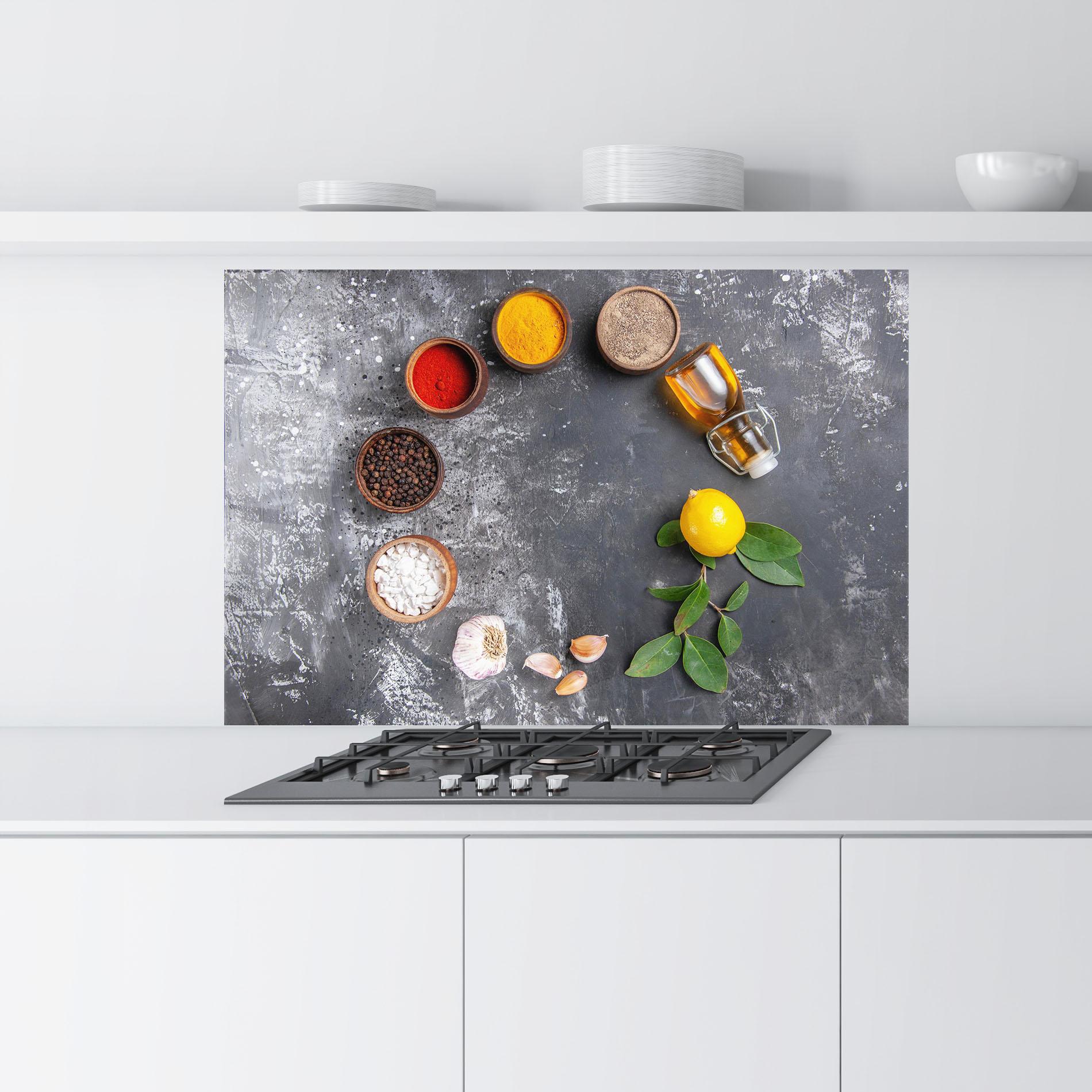 Panel Szklany do Kuchni Seasonings With Oil mockup 9