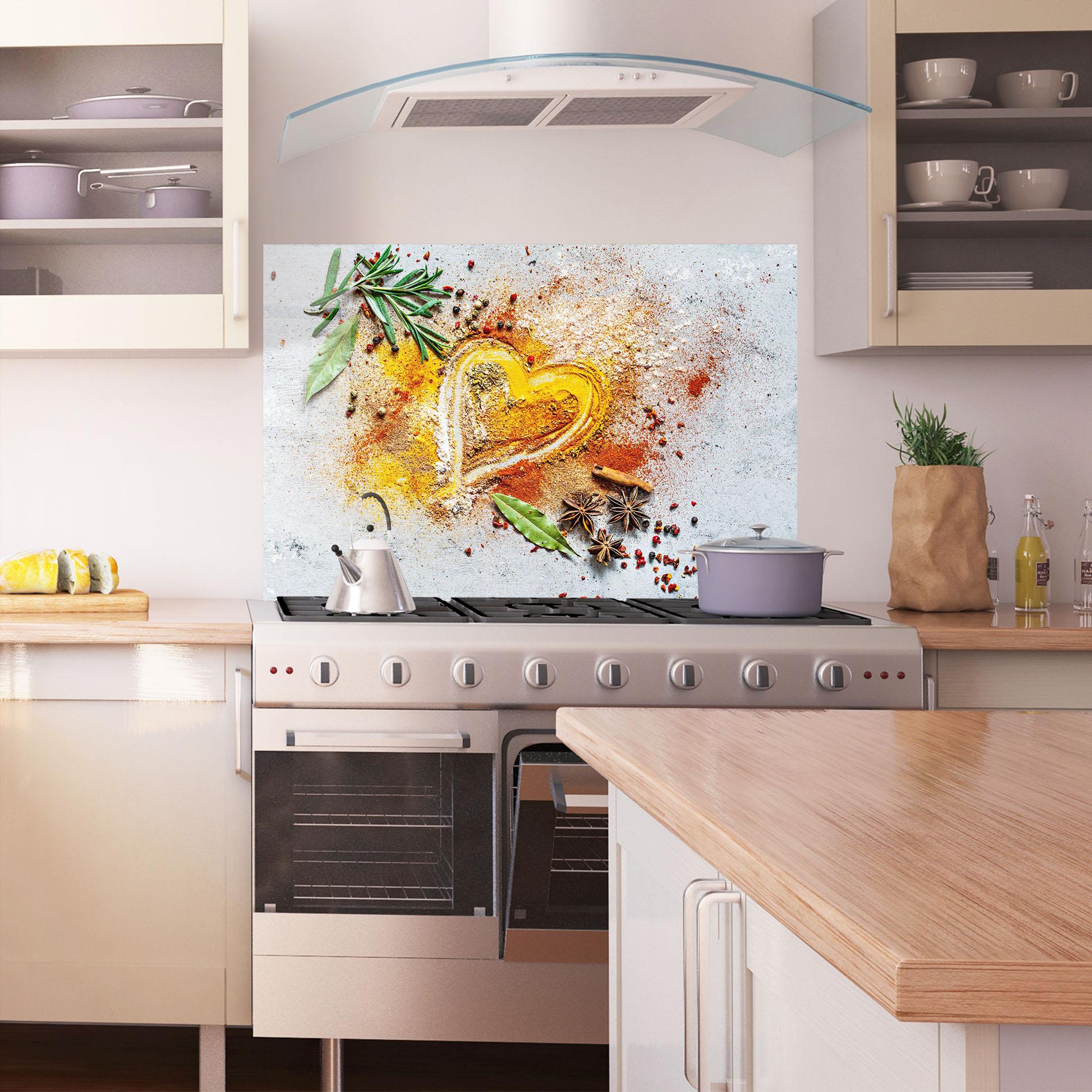 Panel Szklany do Kuchni Heart Spice Powders mockup 1