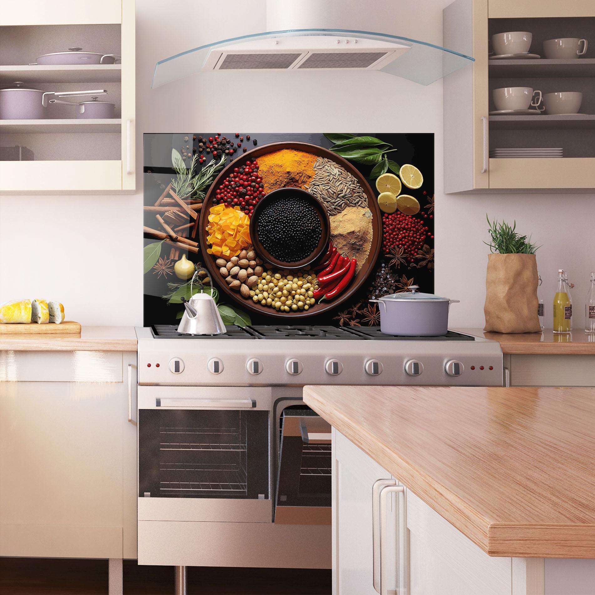 Panel Szklany do Kuchni Spices Plate mockup 1