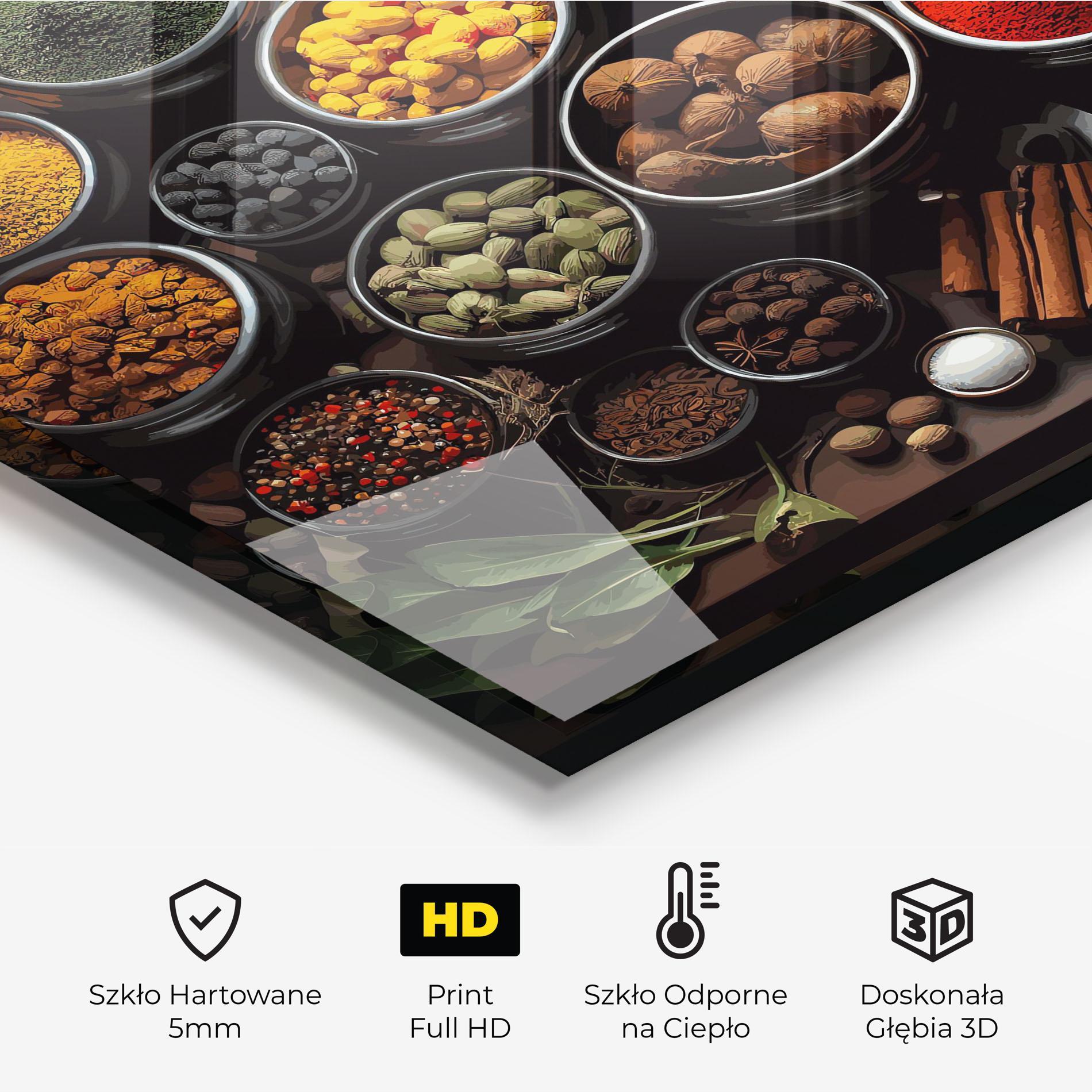 Panel Szklany do Kuchni Colorful Herbs Art mockup 2