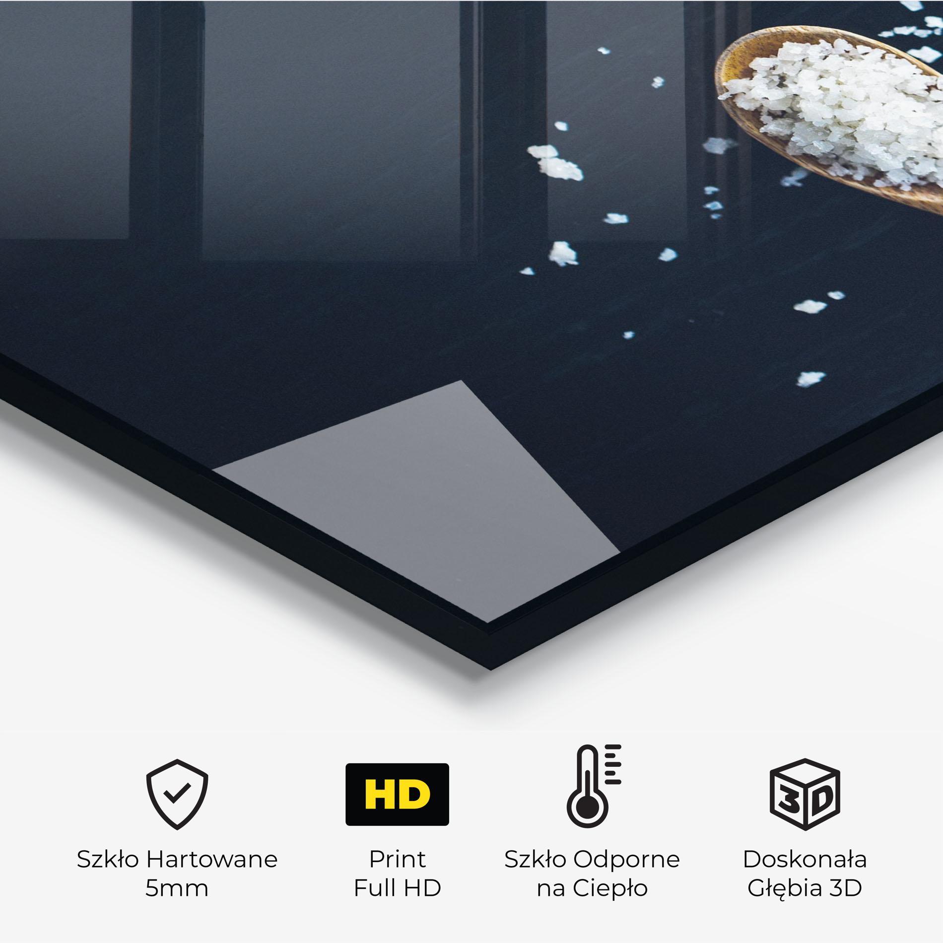 Panel Szklany do Kuchni Salt On Black mockup 2