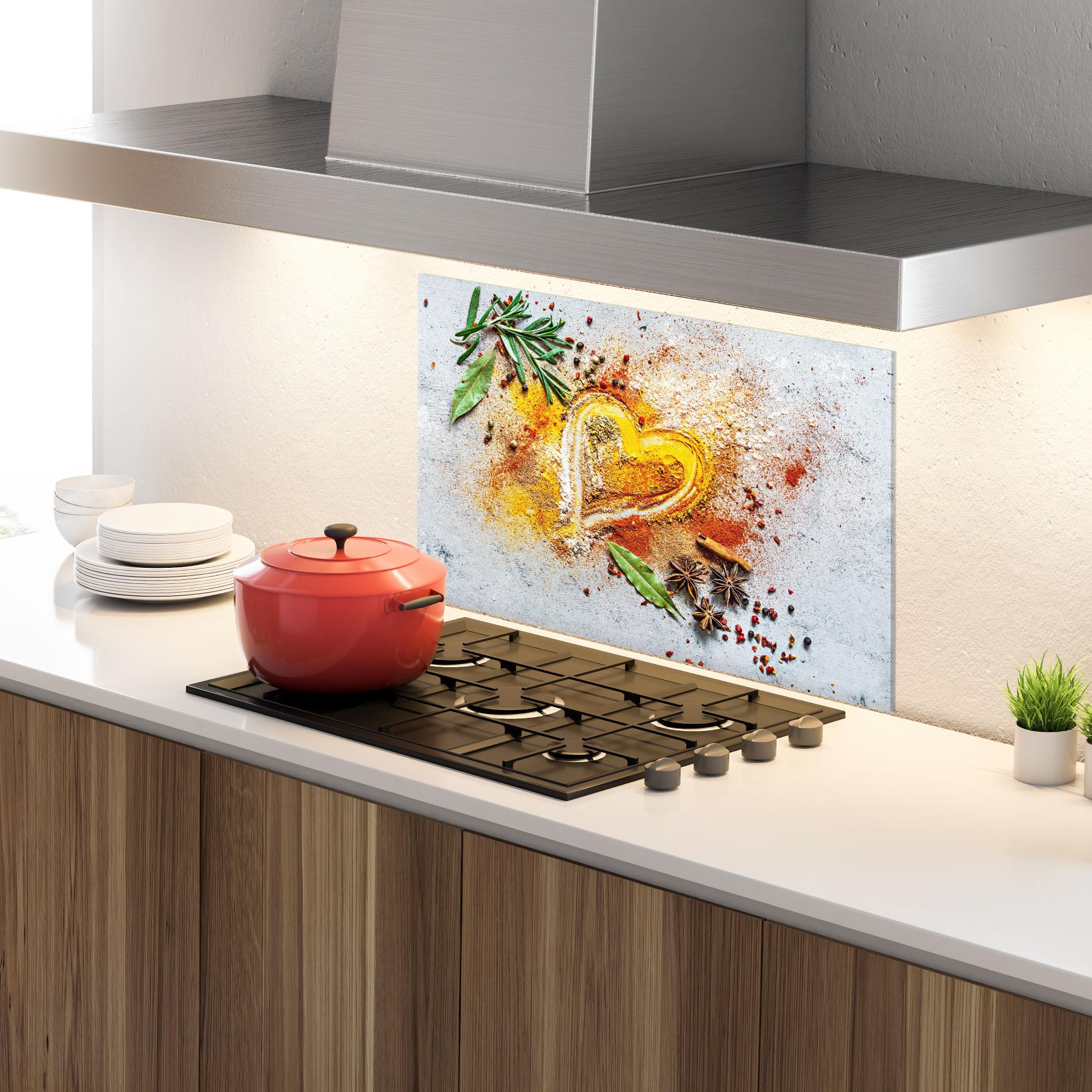 Panel Szklany do Kuchni Heart Spice Powders mockup 4