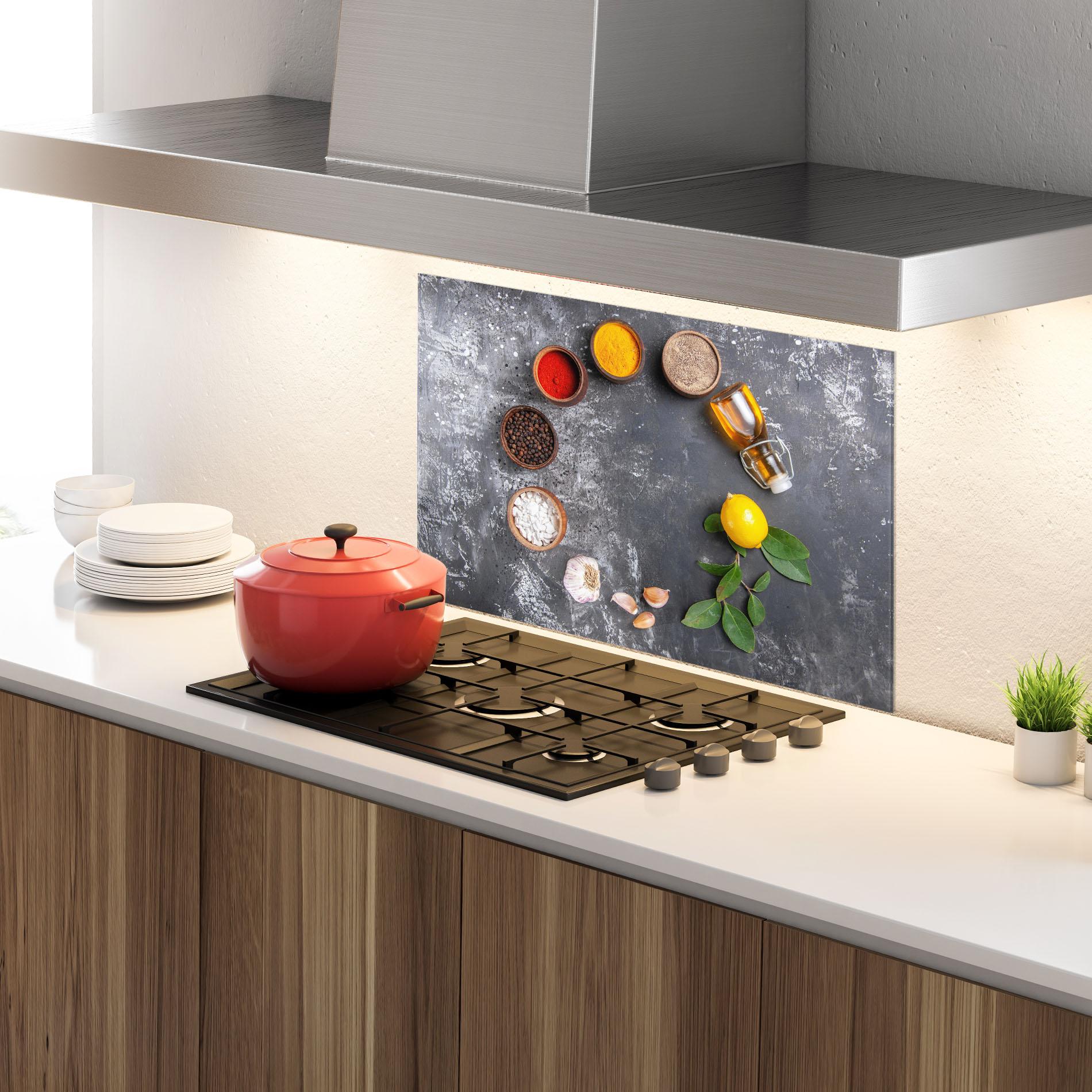 Panel Szklany do Kuchni Seasonings With Oil mockup 4