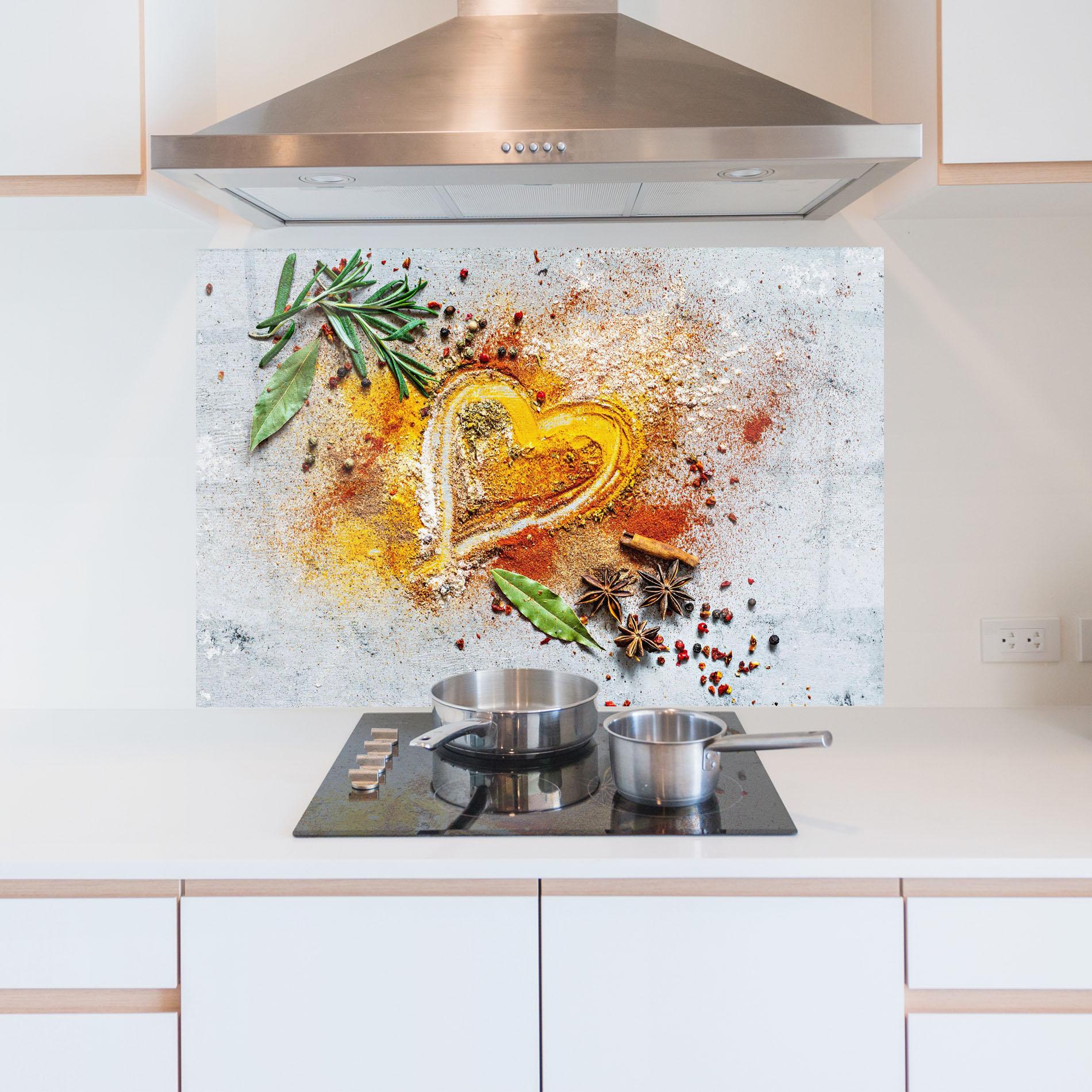 Panel Szklany do Kuchni Heart Spice Powders mockup 5