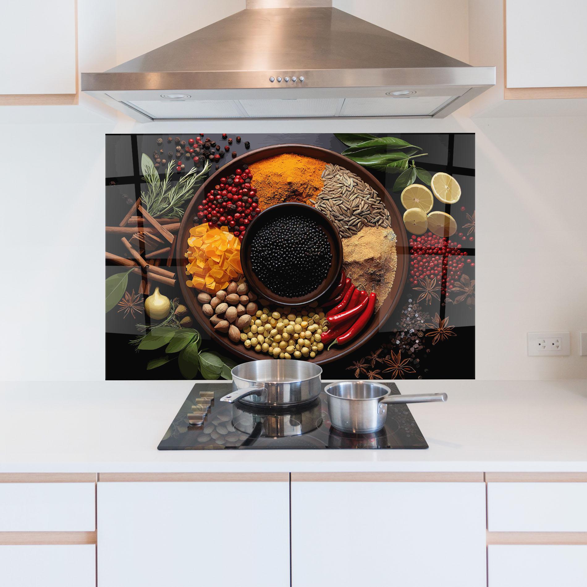 Panel Szklany do Kuchni Spices Plate mockup 5