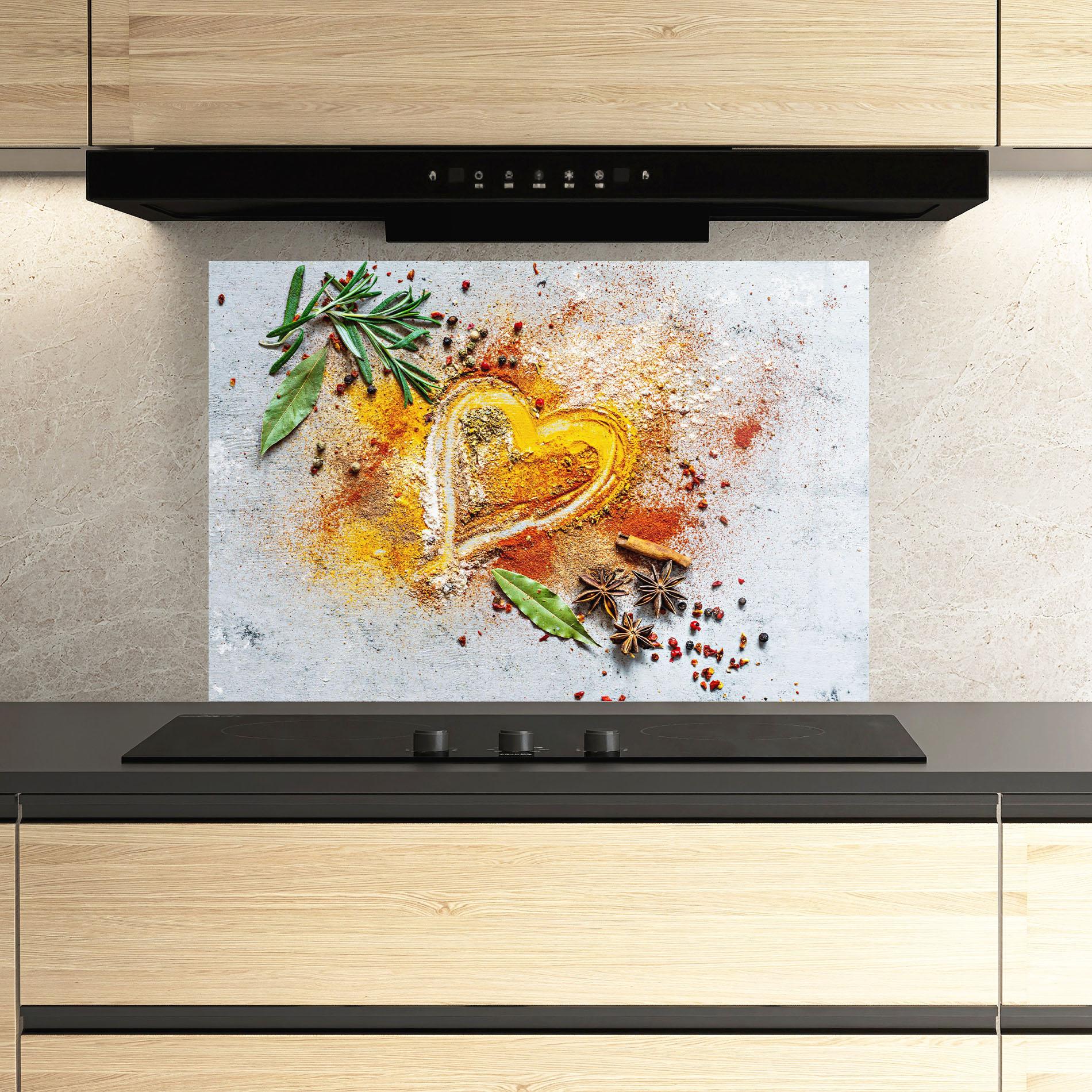 Panel Szklany do Kuchni Heart Spice Powders mockup 3