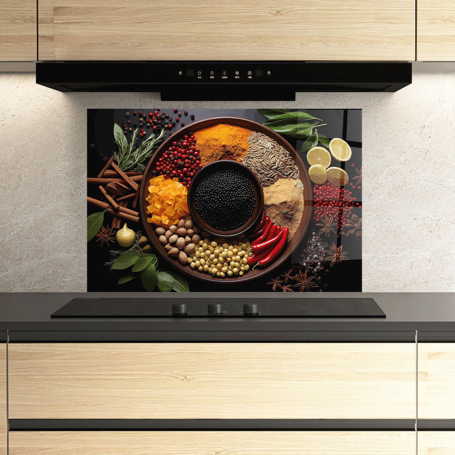 Panel Szklany do Kuchni Spices Plate mockup 3