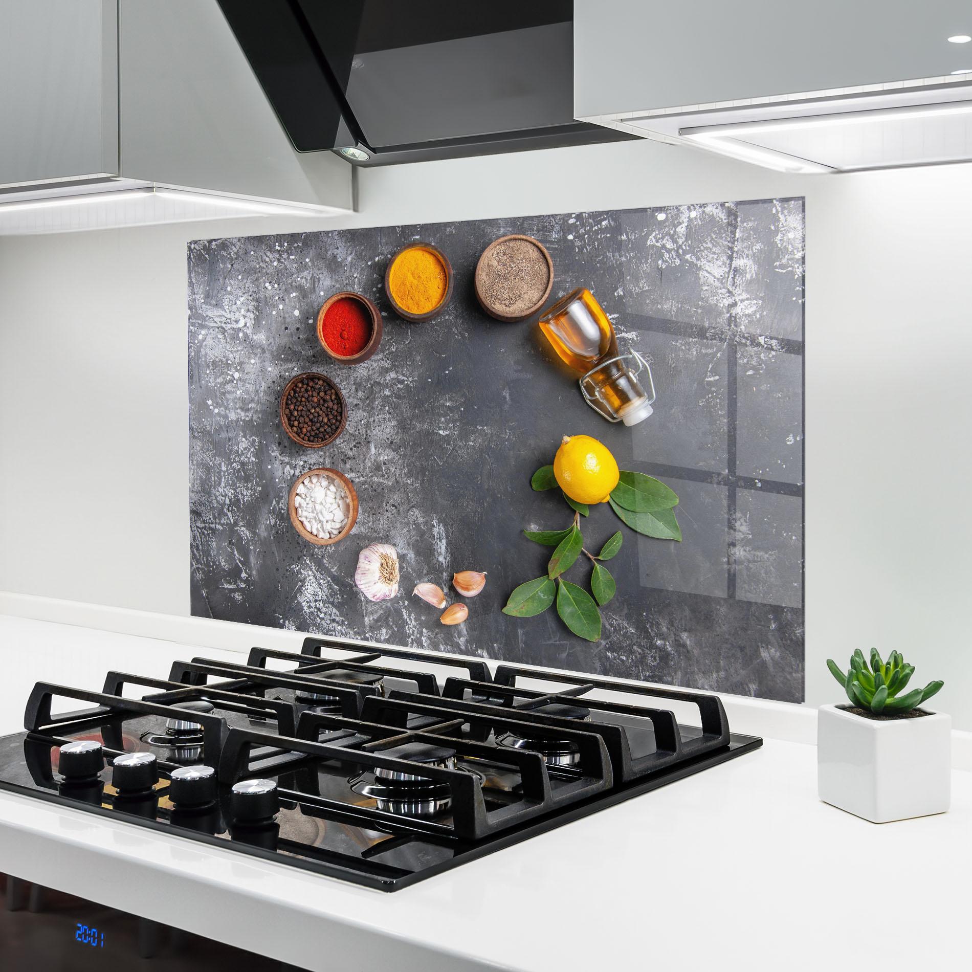 Panel Szklany do Kuchni Seasonings With Oil mockup 6