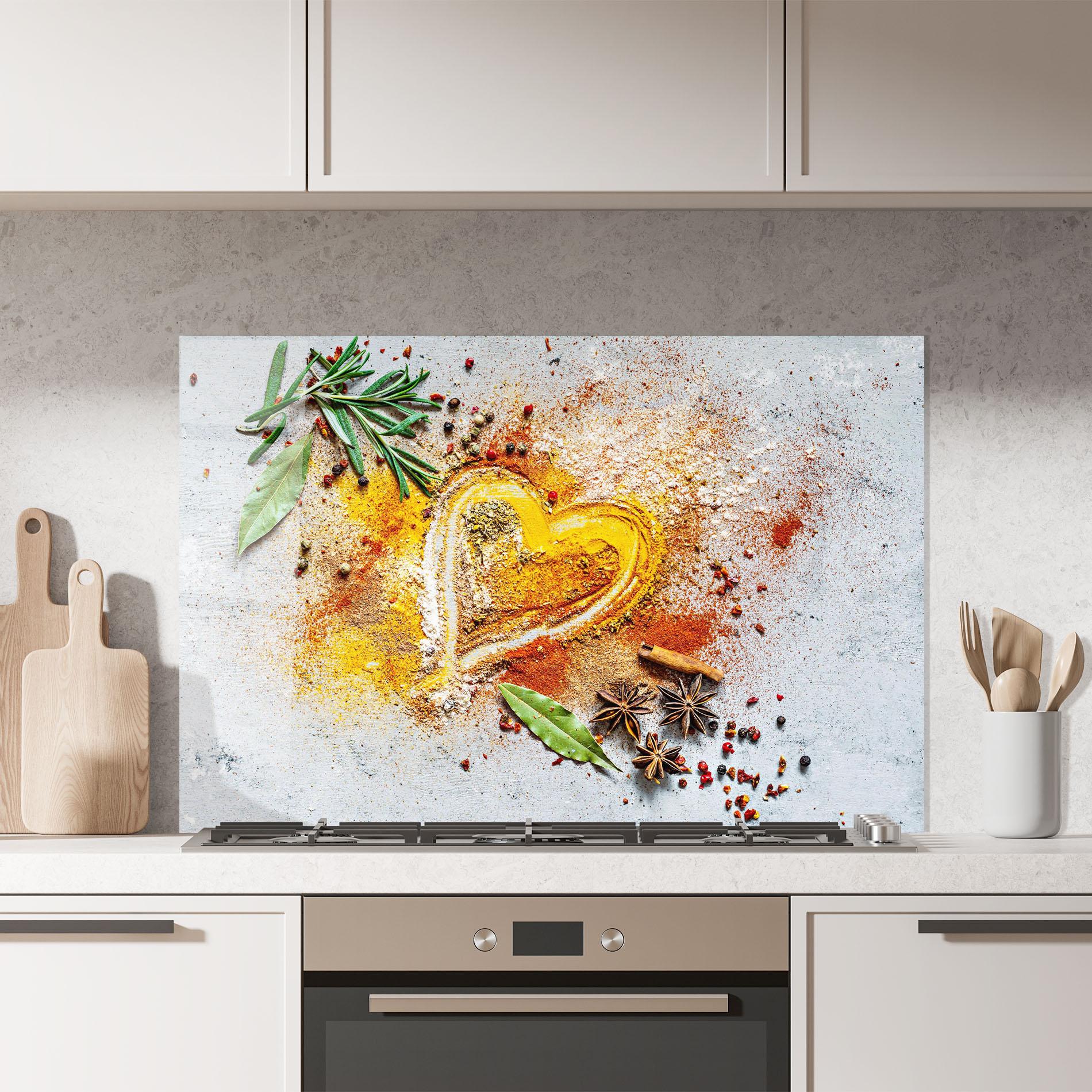 Panel Szklany do Kuchni Heart Spice Powders mockup 7