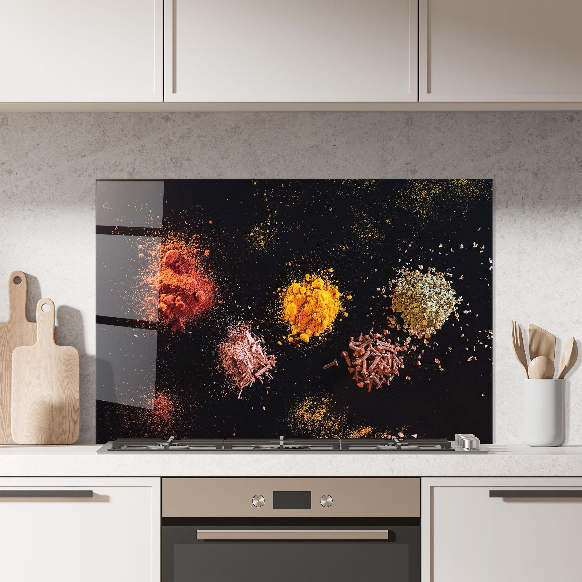 Panel Szklany do Kuchni Powder On Black mockup 7