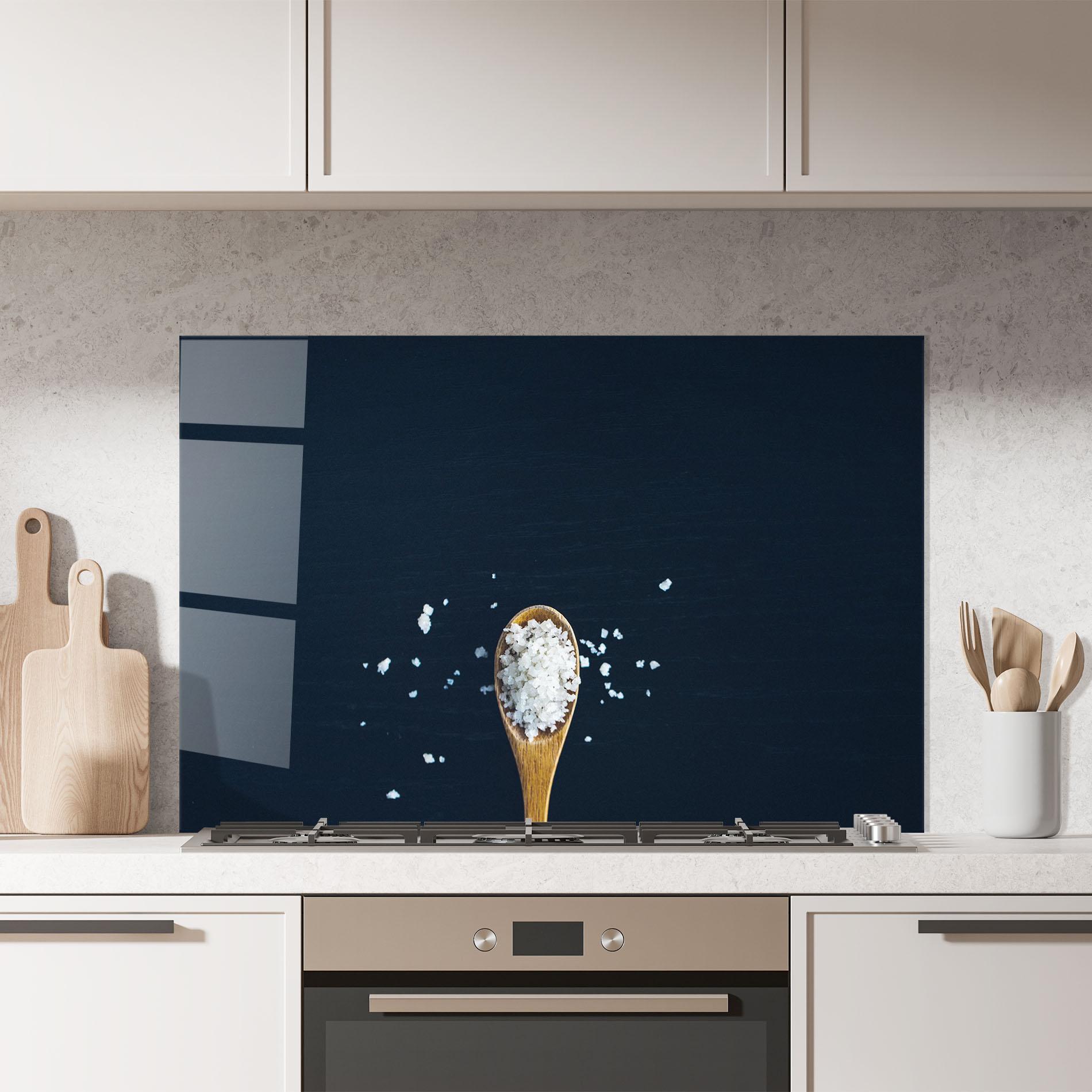 Panel Szklany do Kuchni Salt On Black mockup 7