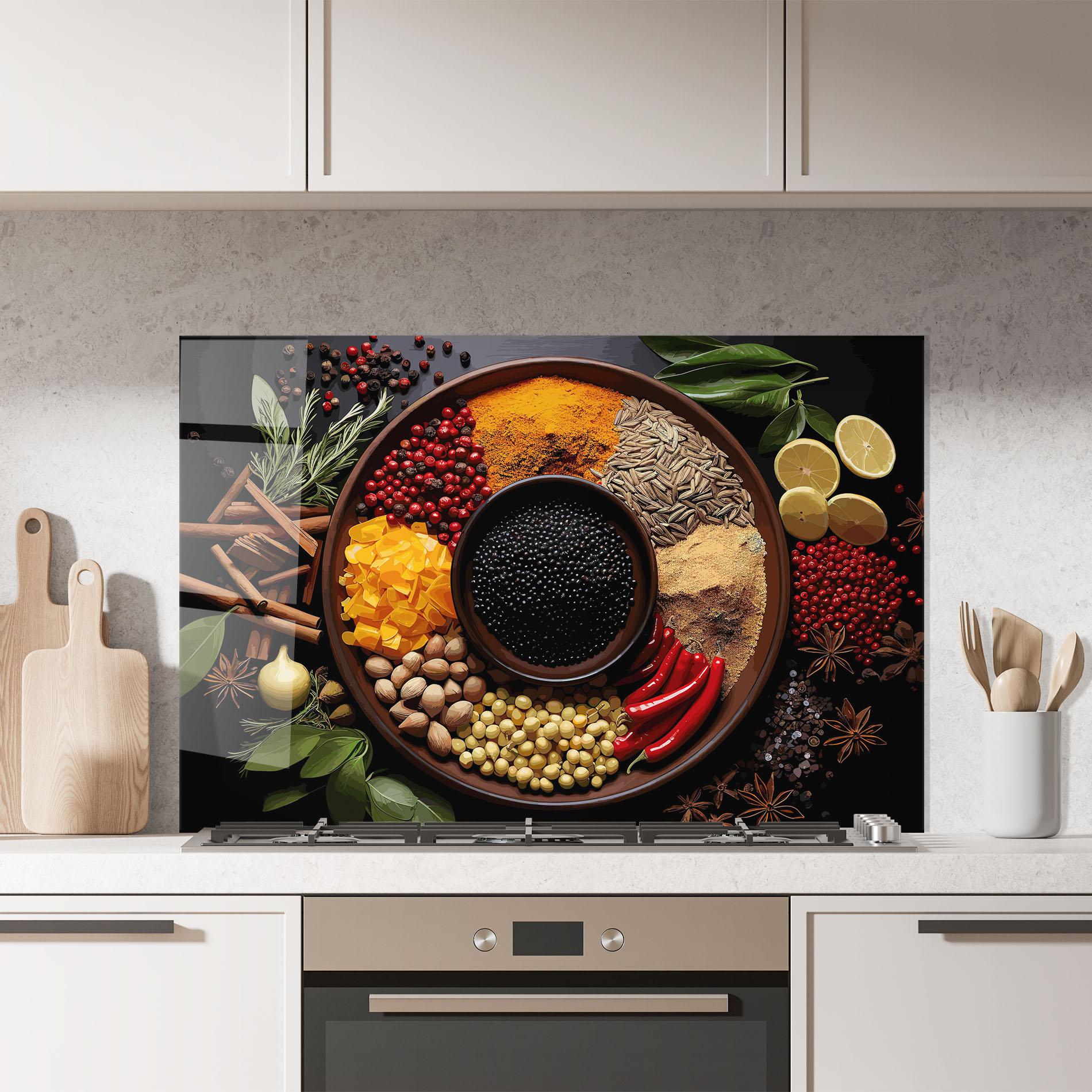 Panel Szklany do Kuchni Spices Plate mockup 7