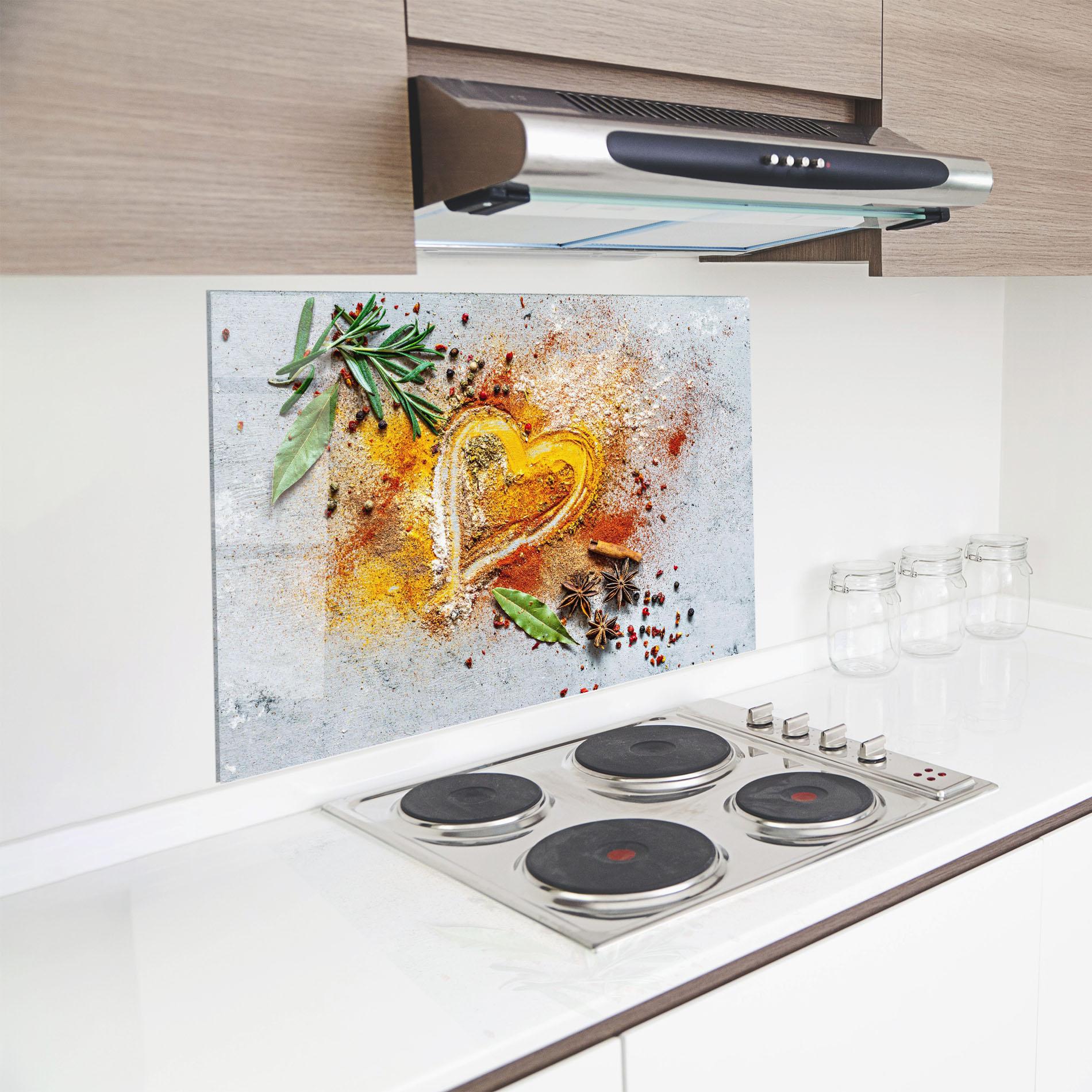 Panel Szklany do Kuchni Heart Spice Powders mockup 8