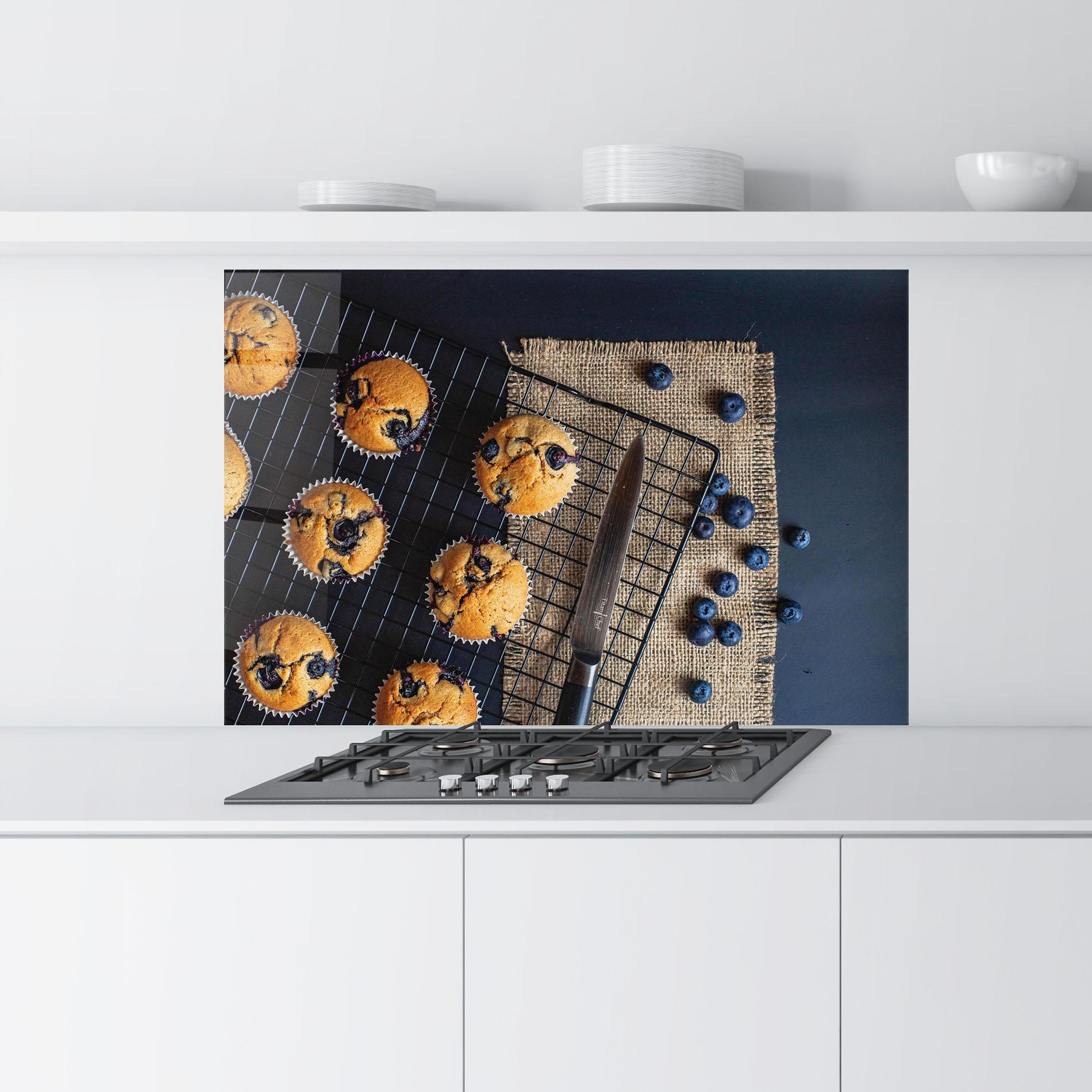 Panel Szklany do Kuchni Blueberry Muffins Dessert mockup 9