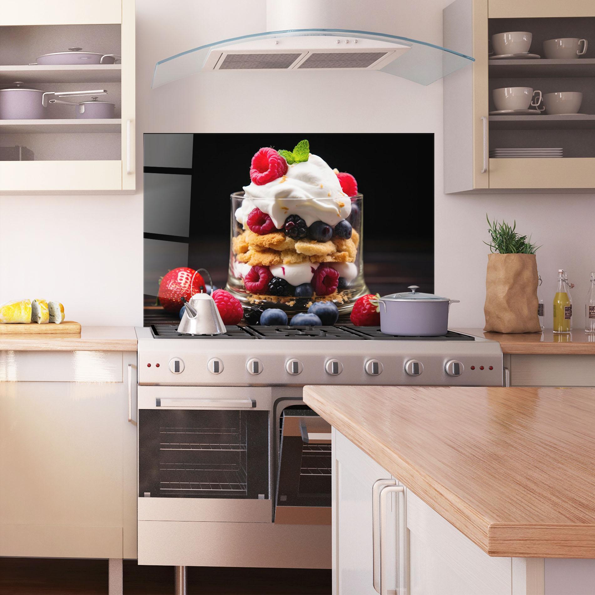 Panel Szklany do Kuchni Cup Fruit Dessert mockup 1