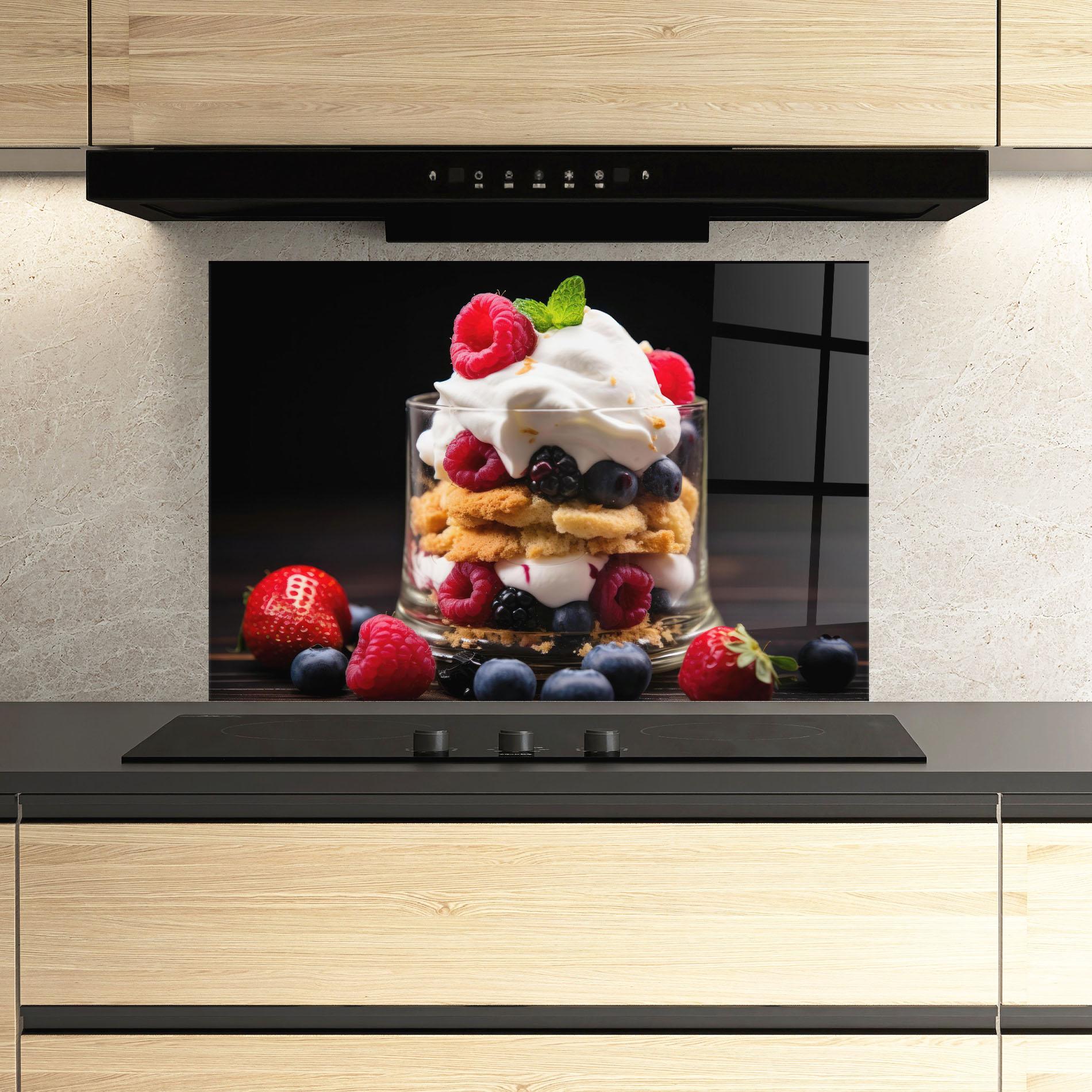 Panel Szklany do Kuchni Cup Fruit Dessert mockup 3