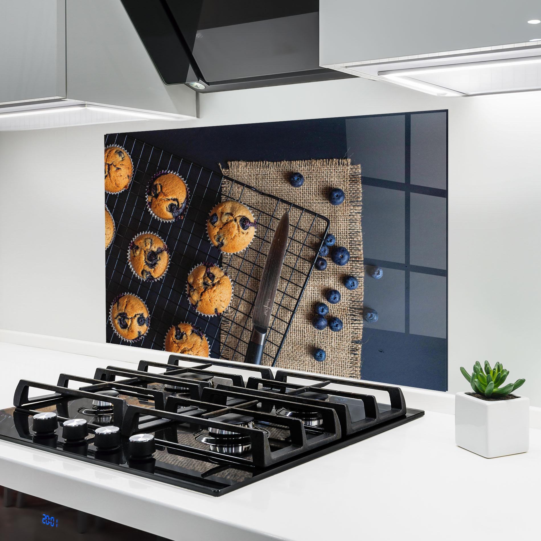 Panel Szklany do Kuchni Blueberry Muffins Dessert mockup 6