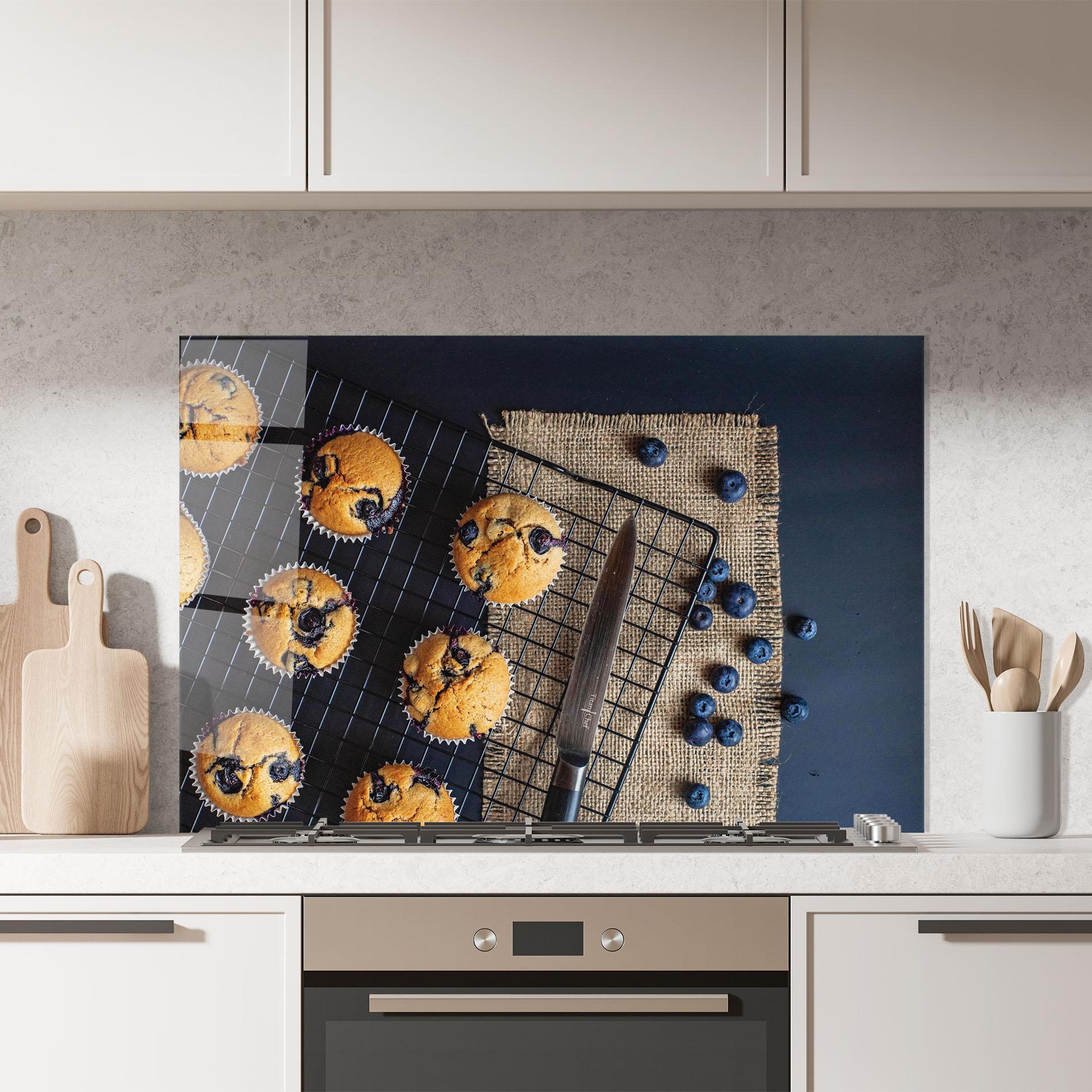 Panel Szklany do Kuchni Blueberry Muffins Dessert mockup 7