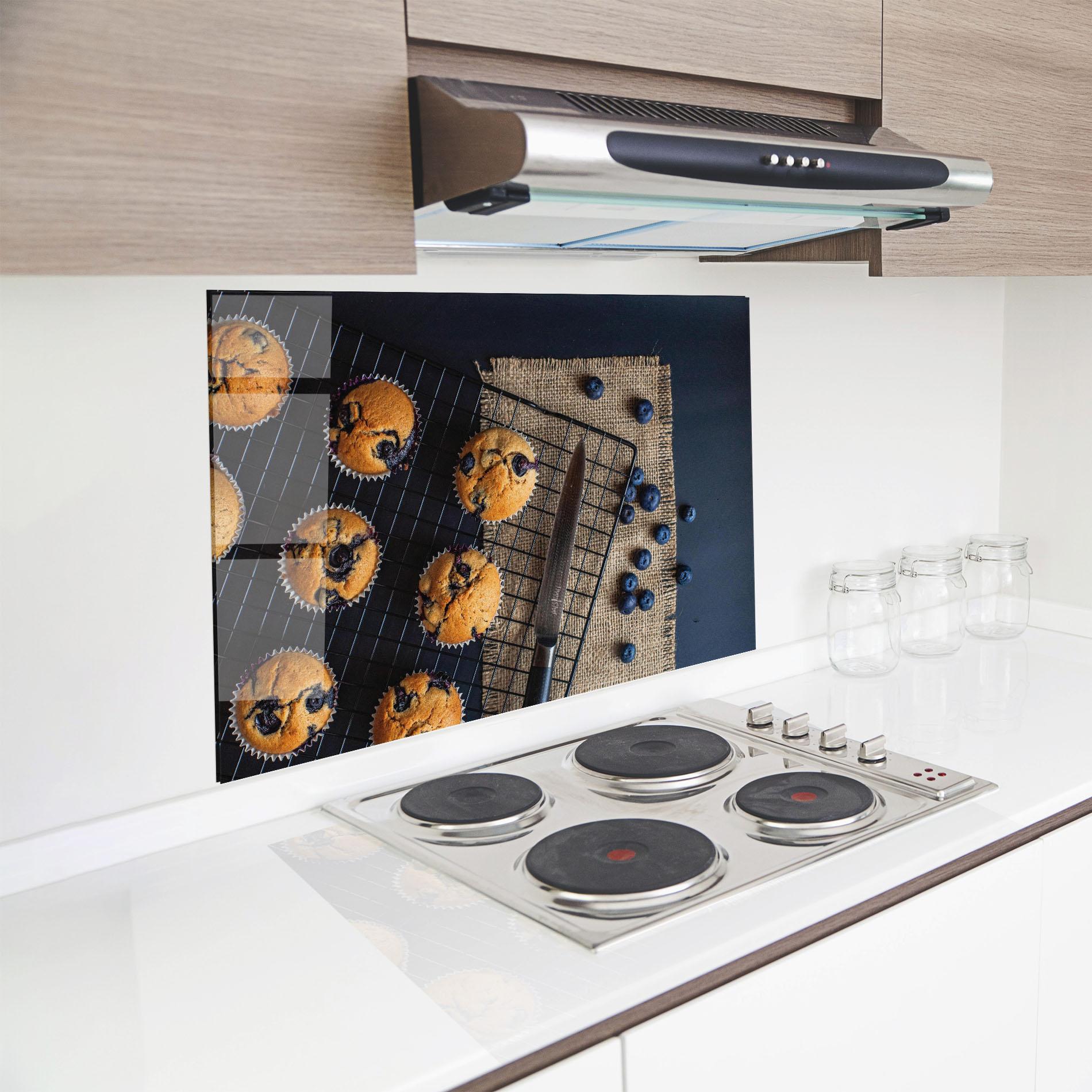 Panel Szklany do Kuchni Blueberry Muffins Dessert mockup 8